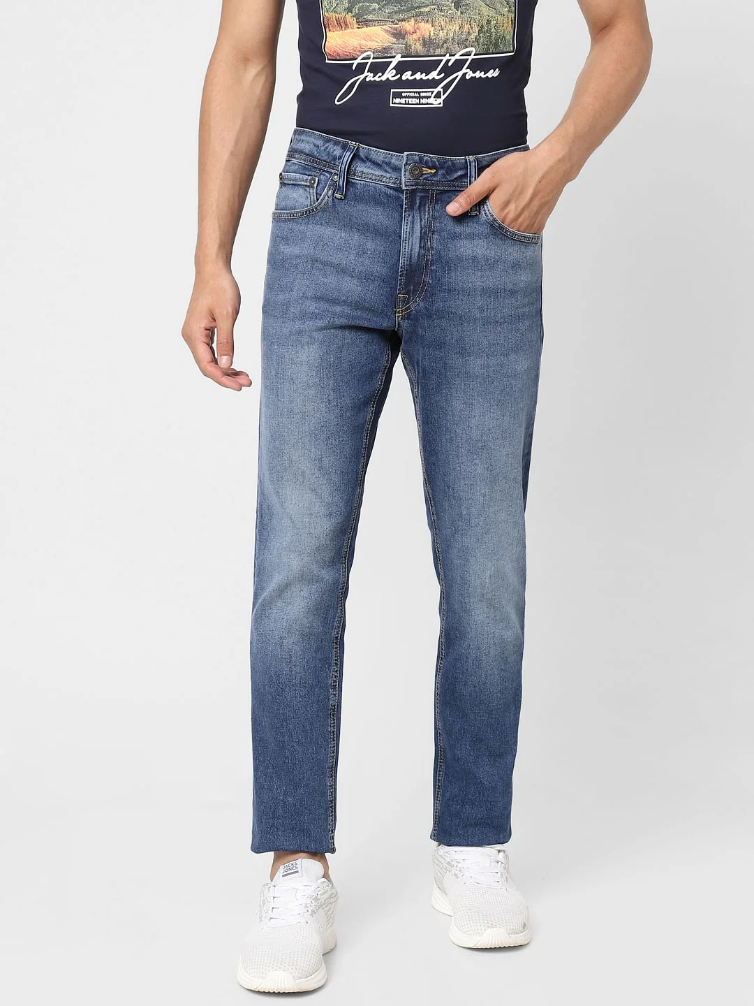 Blue Low Rise Washed Glenn Slim Jeans - Image 2