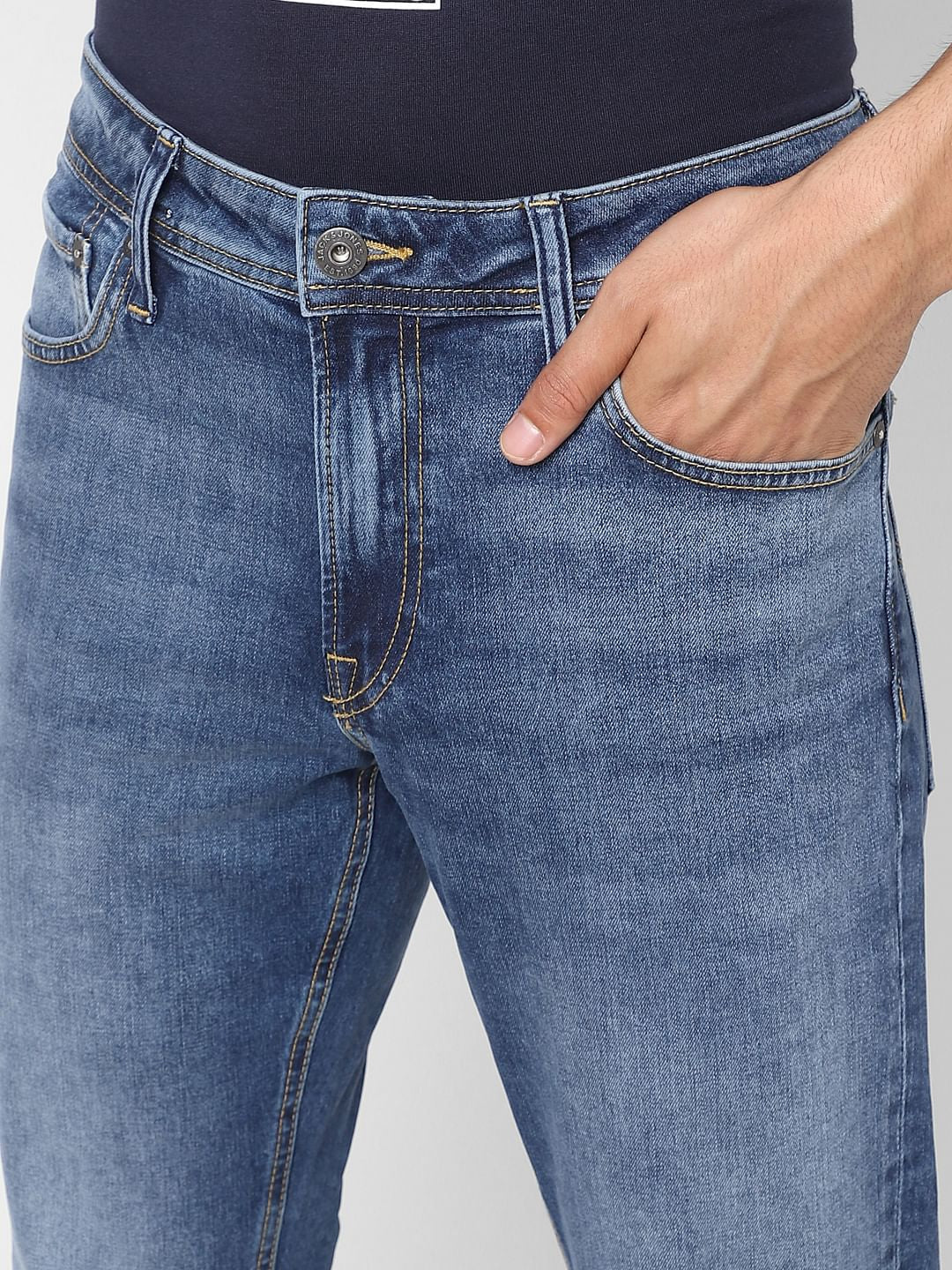 Blue Low Rise Washed Glenn Slim Jeans - Image 5