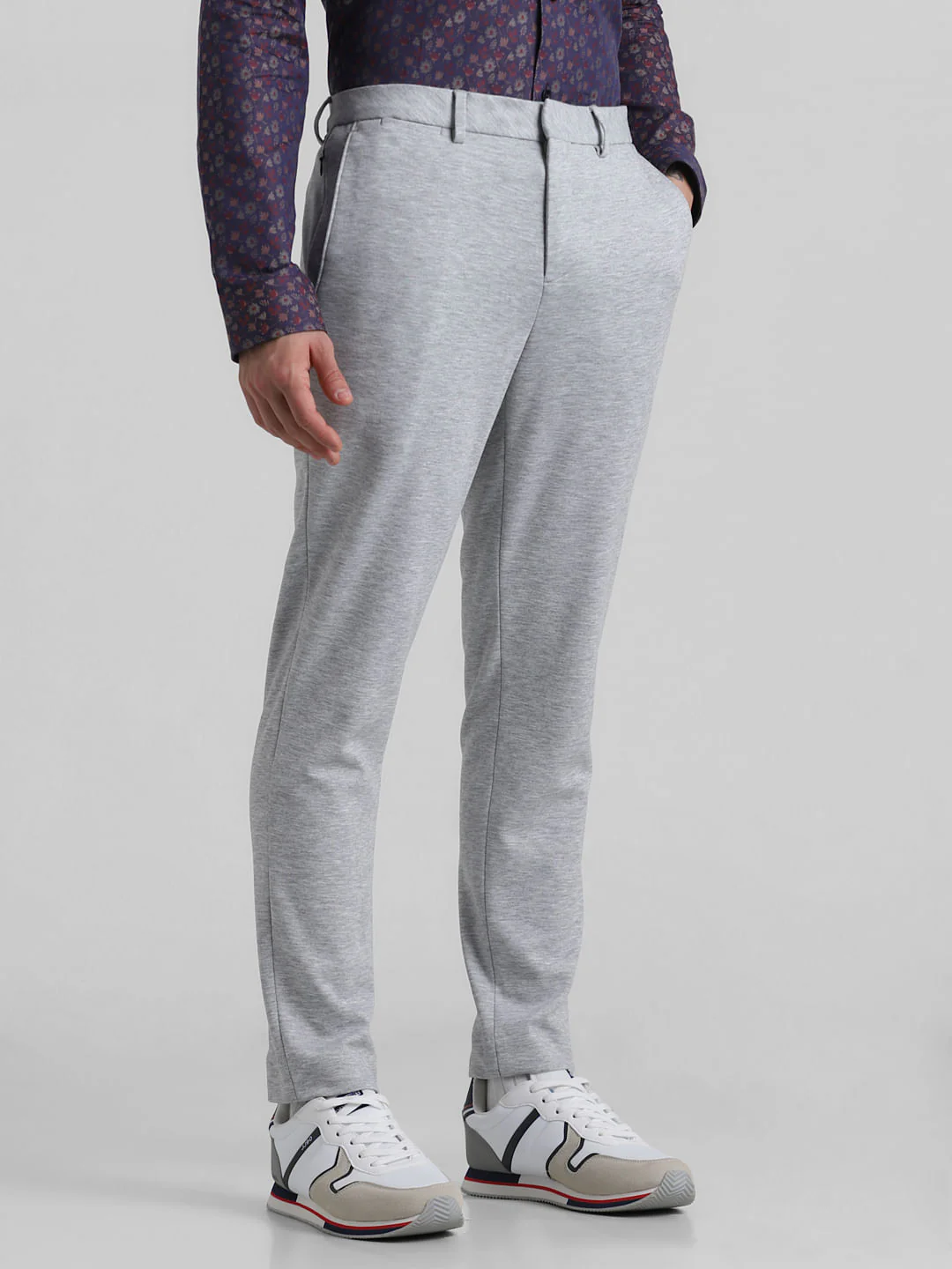 Grey Mid Rise Knitted Trousers - Image 2