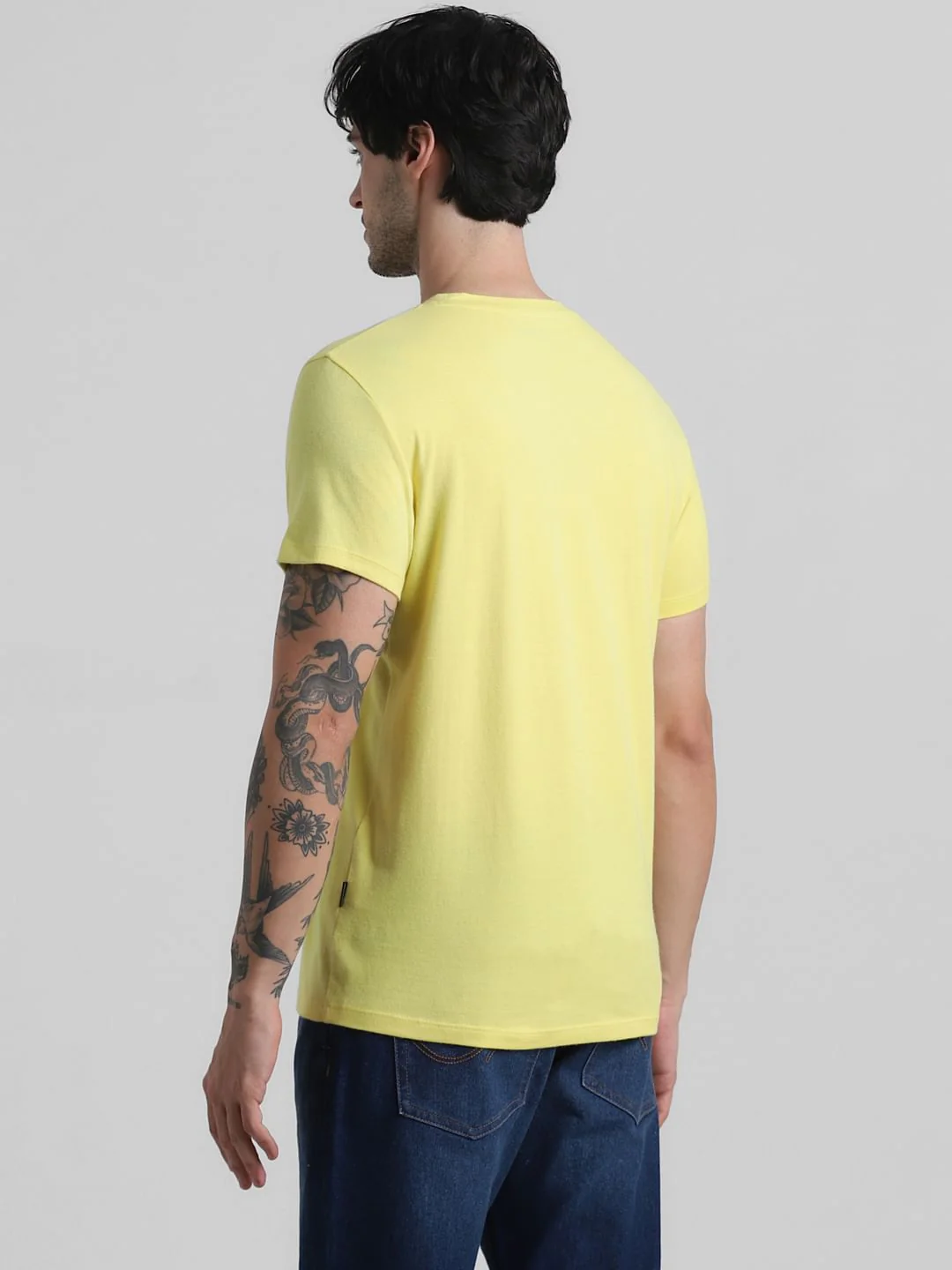 Yellow Graphic Print Crew Neck T-shirt - Image 4