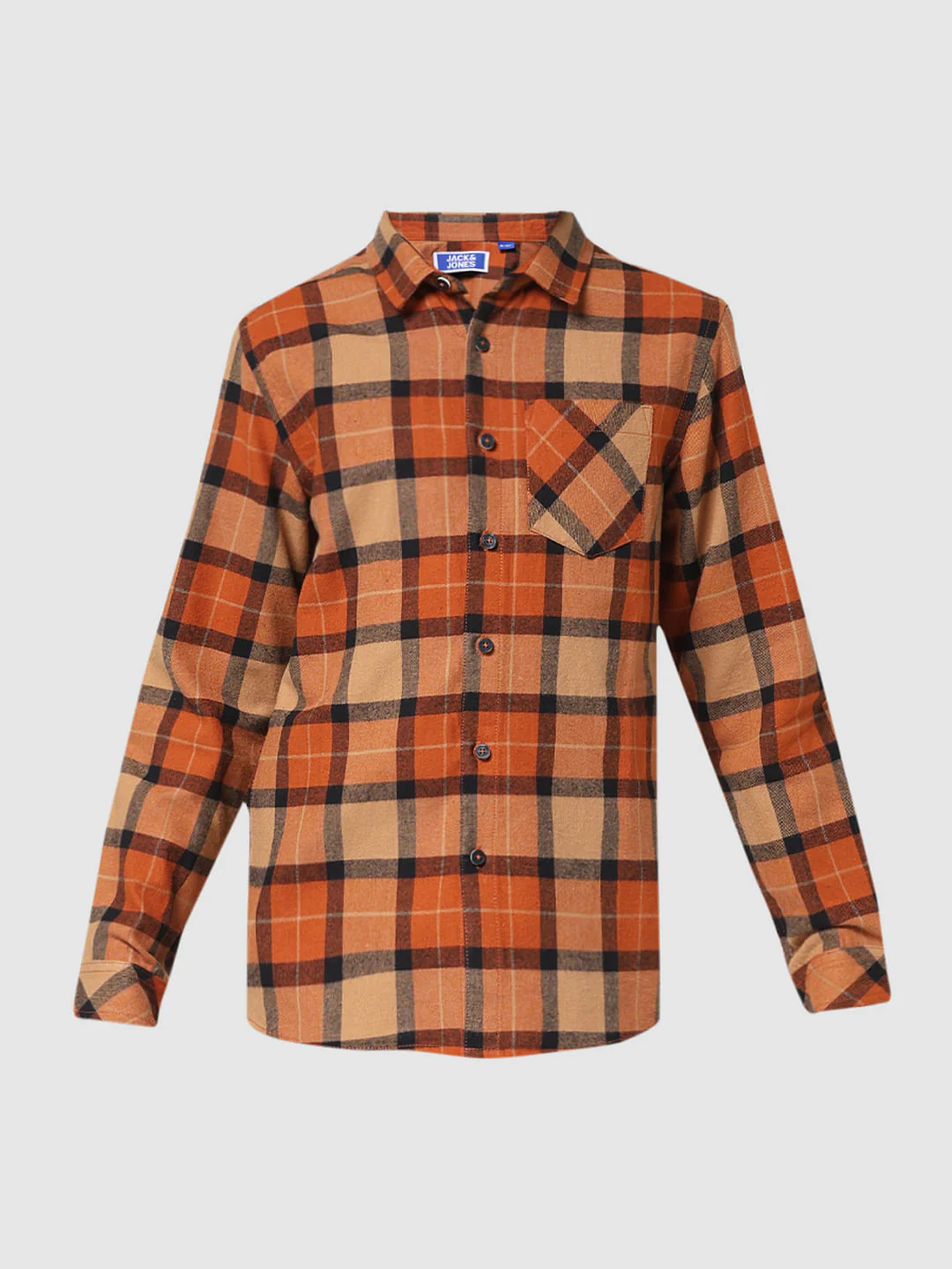 JUNIOR BOYS Orange Check Full Sleeves Shirt - Image 6