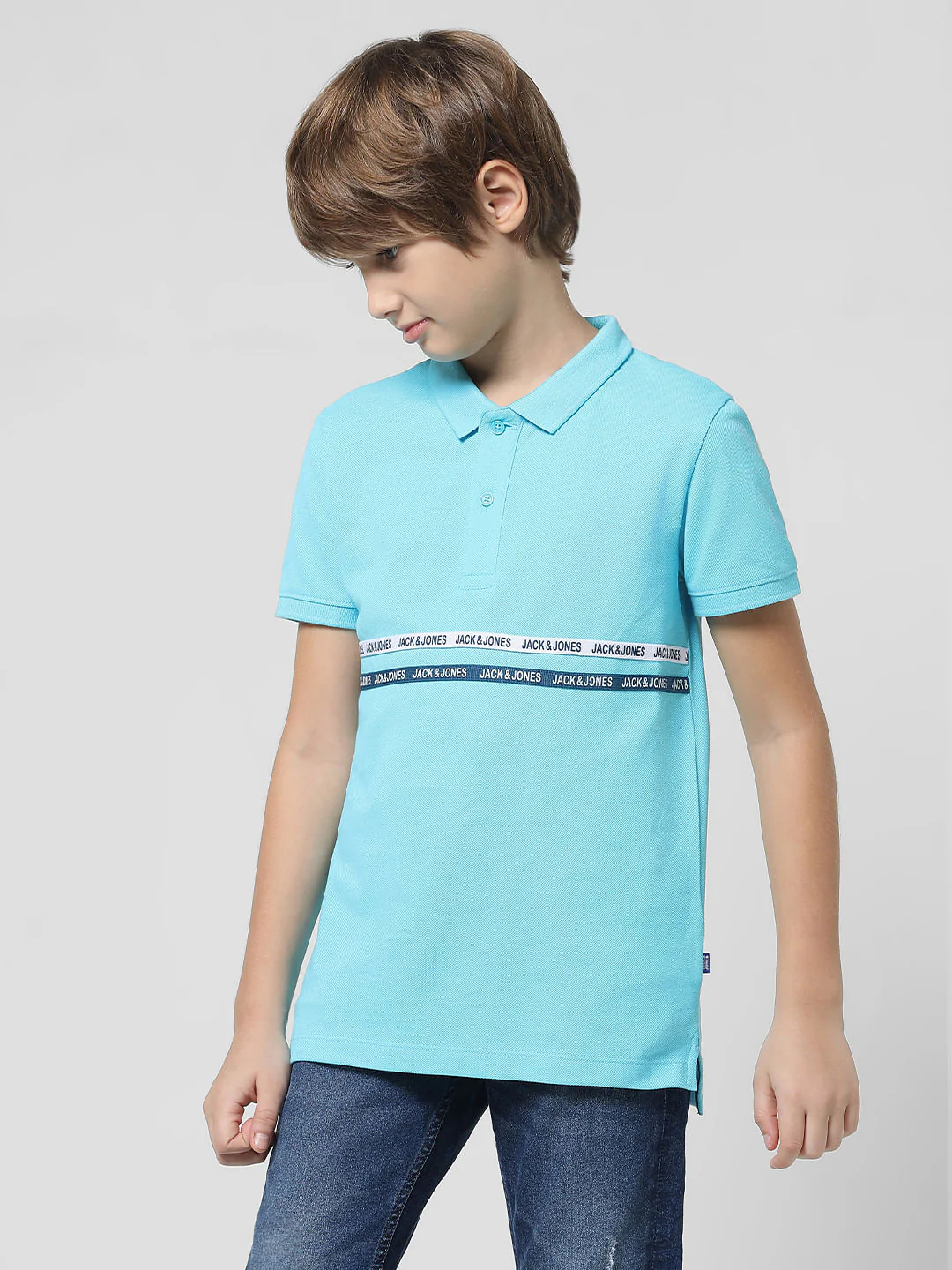 Blue Tape Detail Polo T-shirt - Image 2