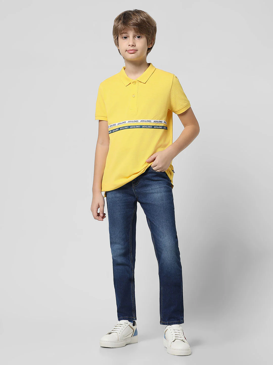 Yellow Tape Detail Polo T-shirt - Image 5