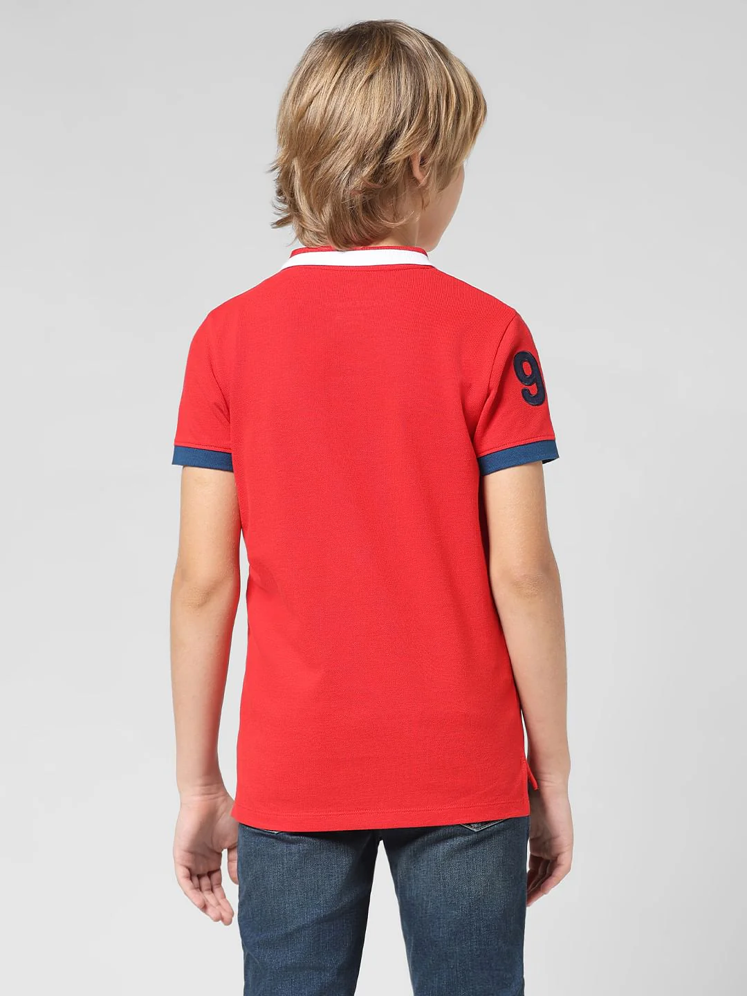 JUNIOR BOYS Red Applique Polo T-shirt - Image 3