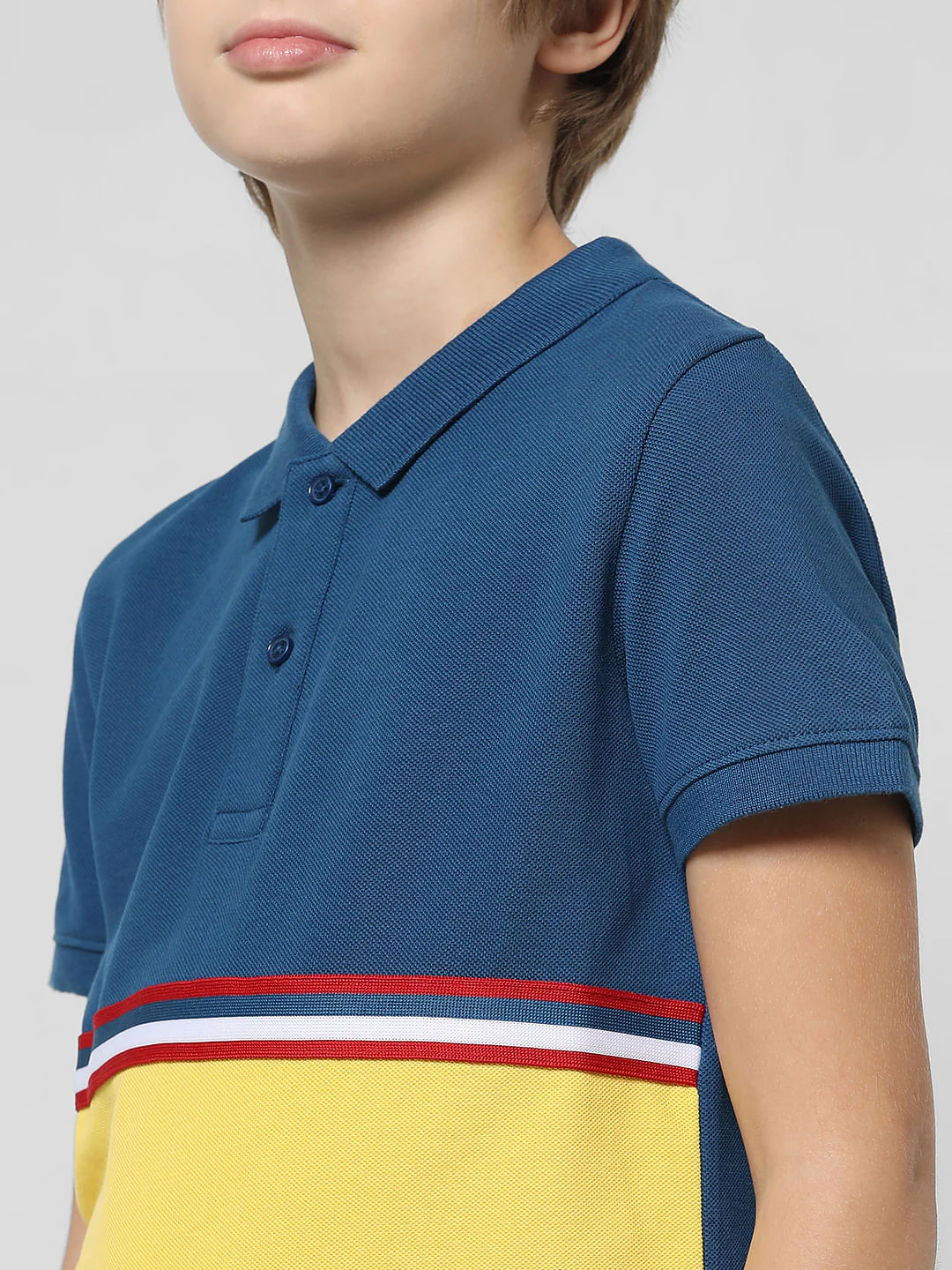 Blue Colourblocked Polo T-shirt - Image 4