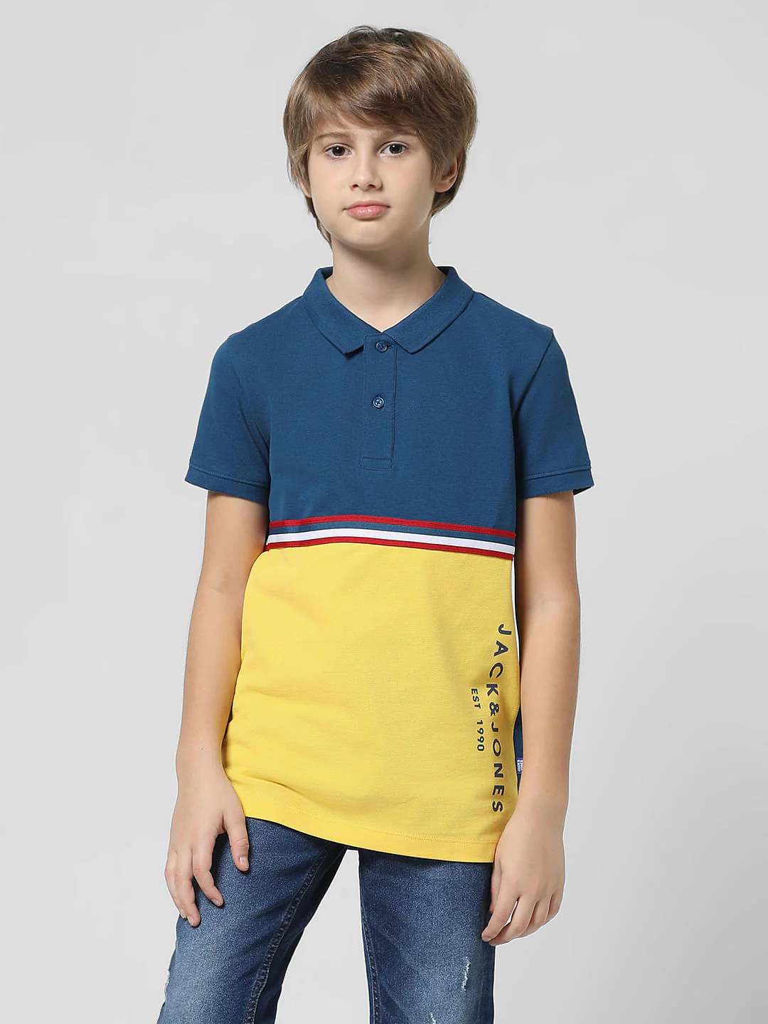 Blue Colourblocked Polo T-shirt - Image 5