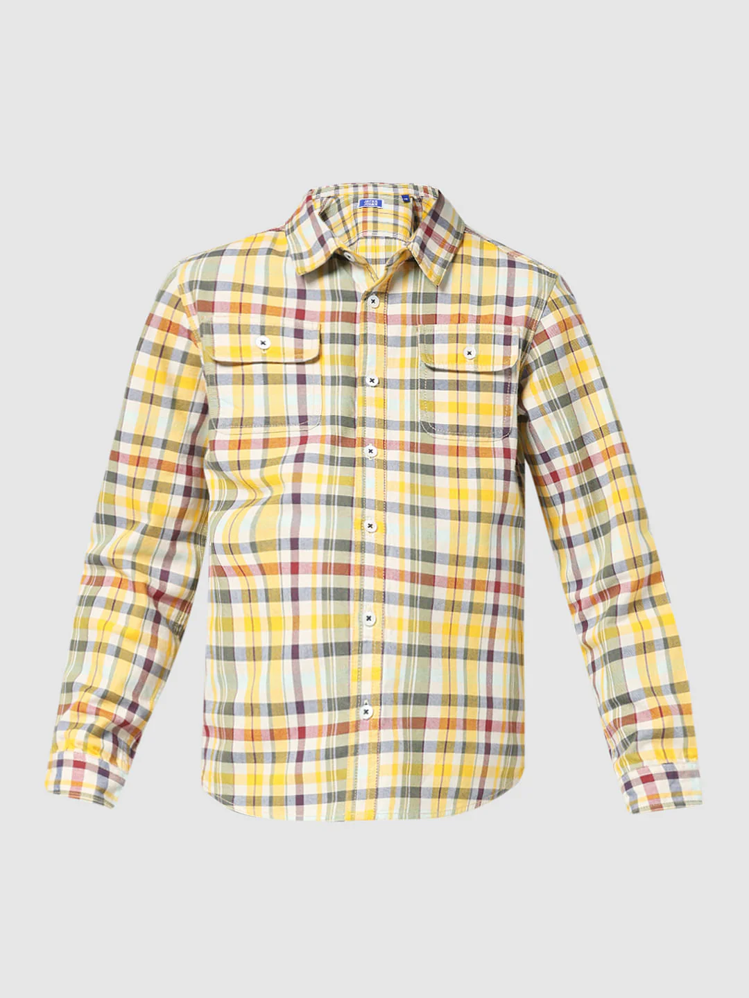 JUNIOR BOYS Yellow Check Full Sleeves Shirt - Image 6
