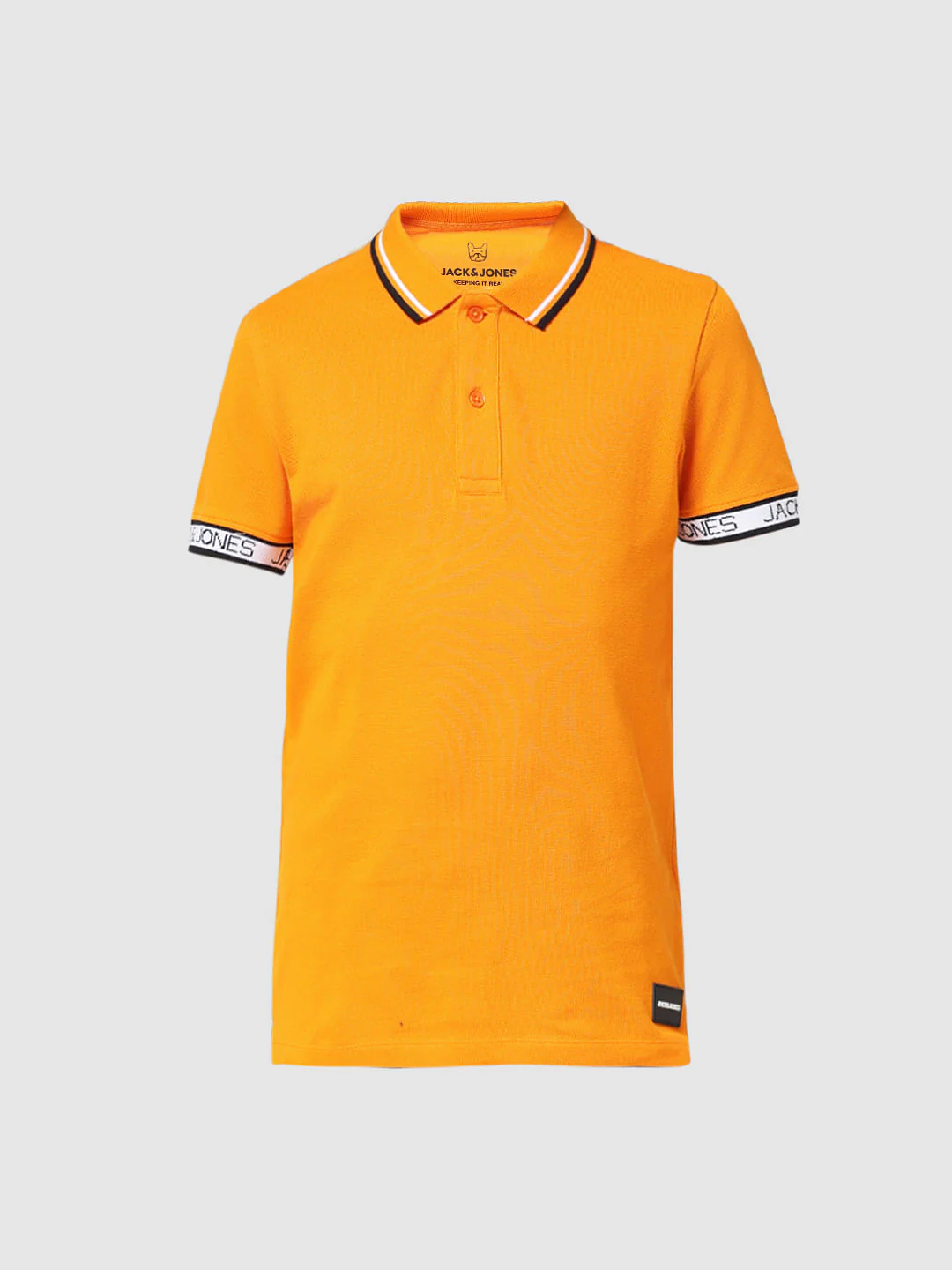 JUNIOR BOYS Orange Logo Text Polo T-shirt - Image 6
