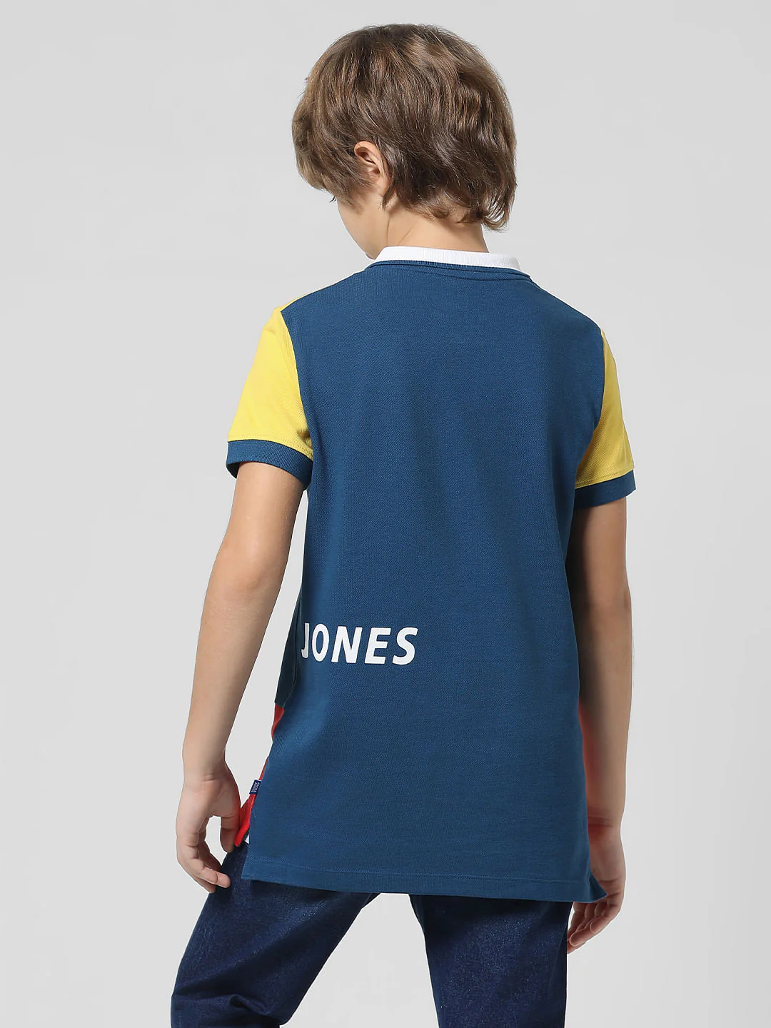 Blue Colourblocked Polo T-shirt - Image 3