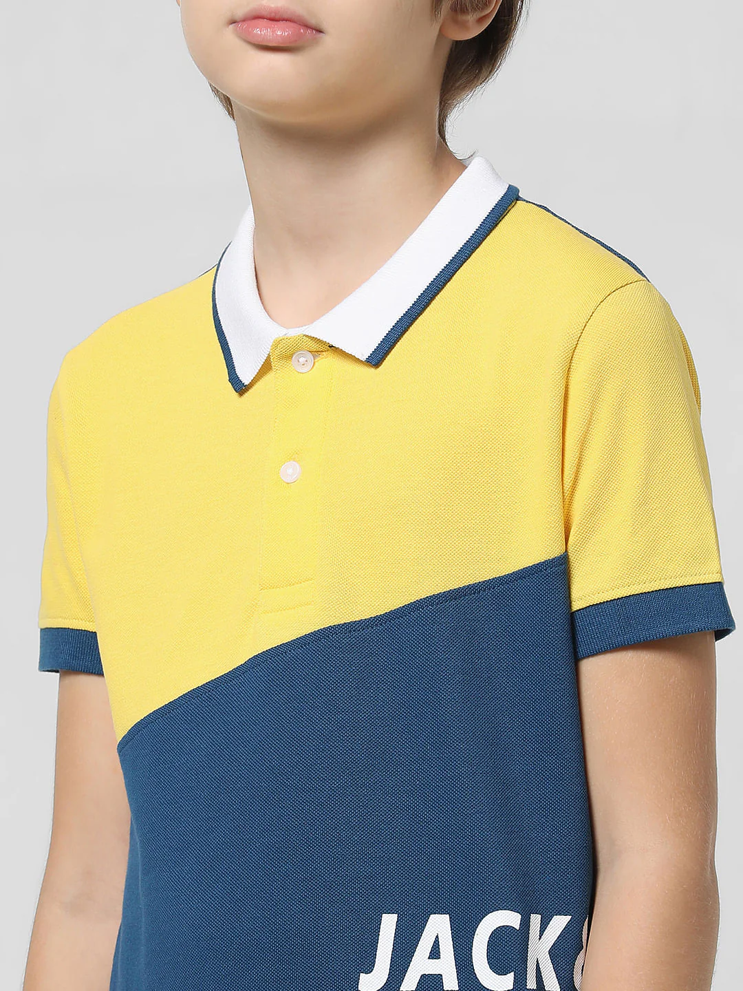 Blue Colourblocked Polo T-shirt - Image 4