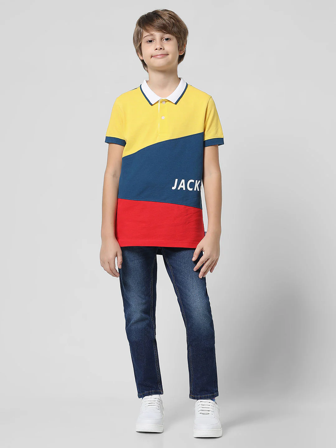 Blue Colourblocked Polo T-shirt - Image 5