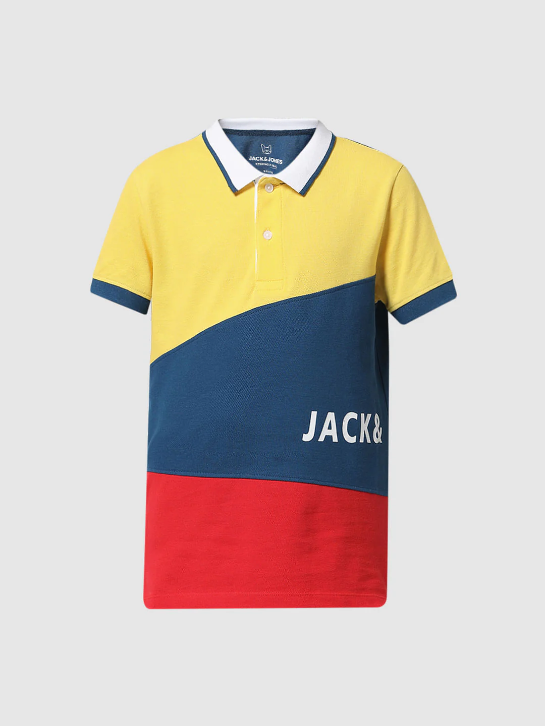 Blue Colourblocked Polo T-shirt - Image 6