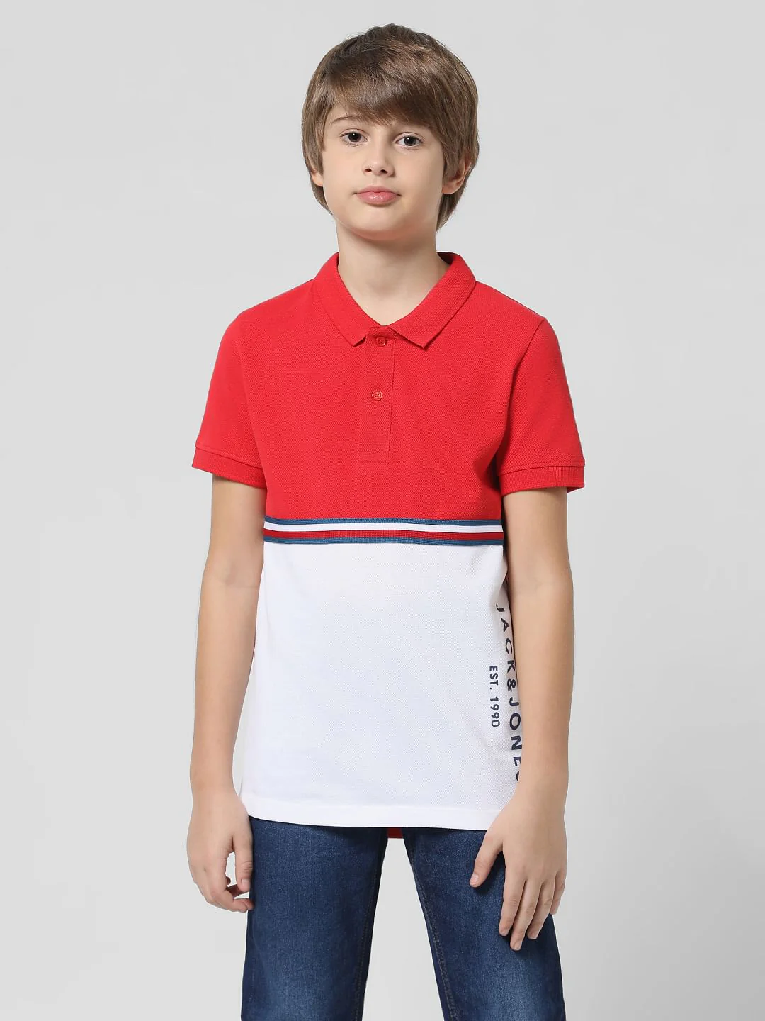 Red Colourblocked Polo T-shirt - Image 2