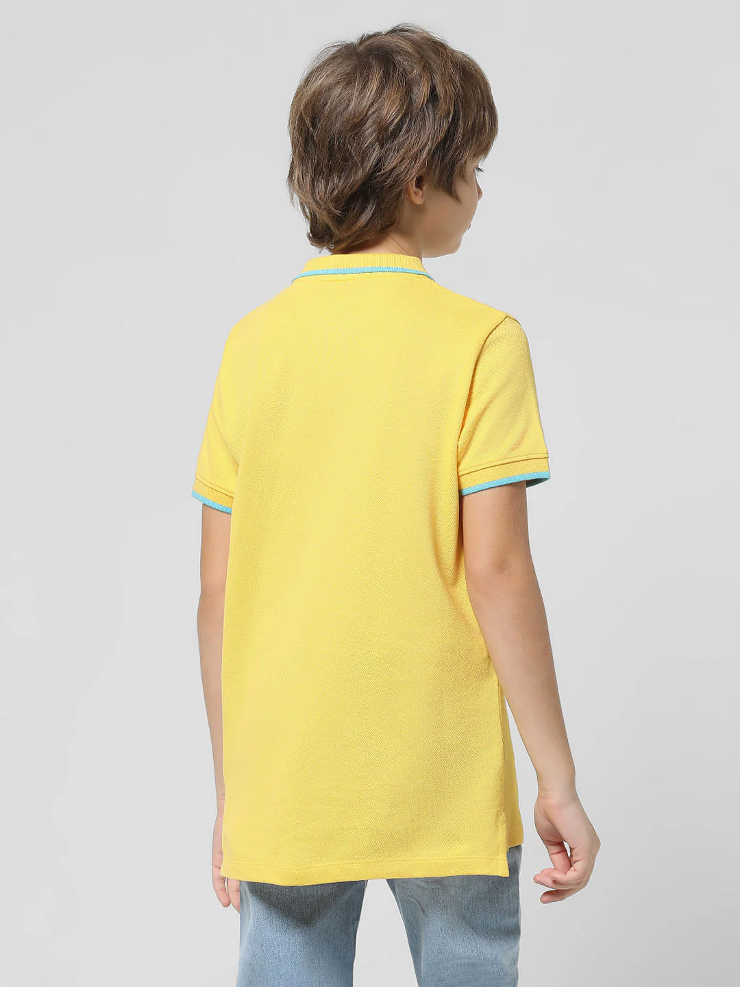 Yellow Applique Print Polo T-shirt - Image 3