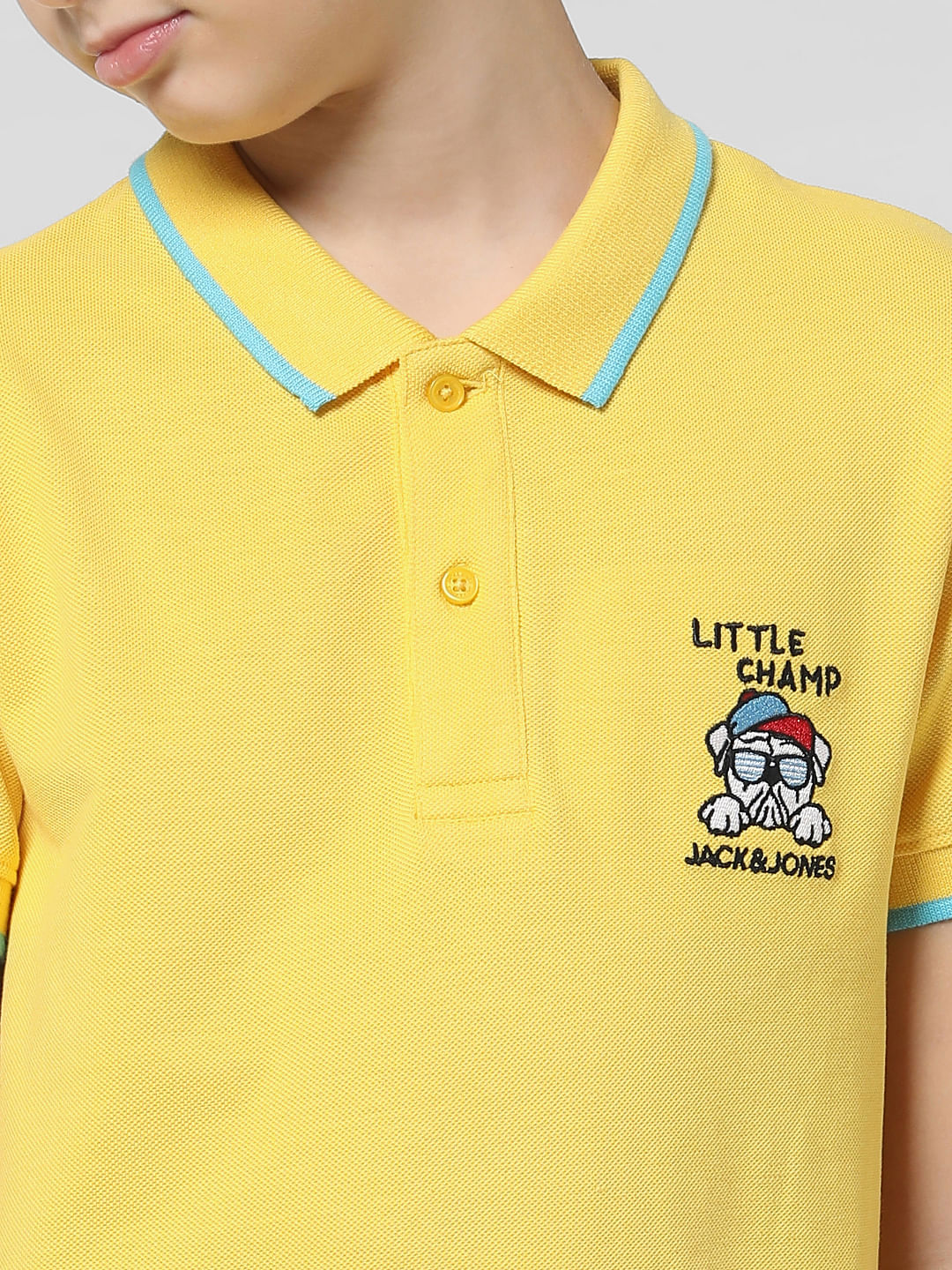 Yellow Applique Print Polo T-shirt - Image 4