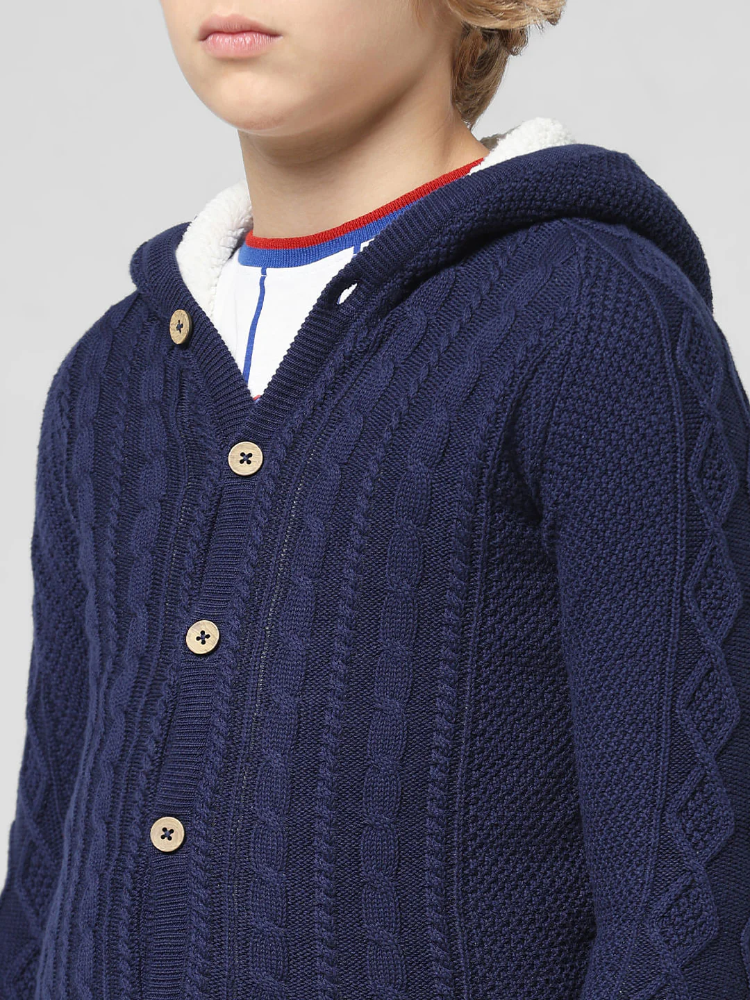 JUNIOR BOYS Blue Hooded Cardigan - Image 4