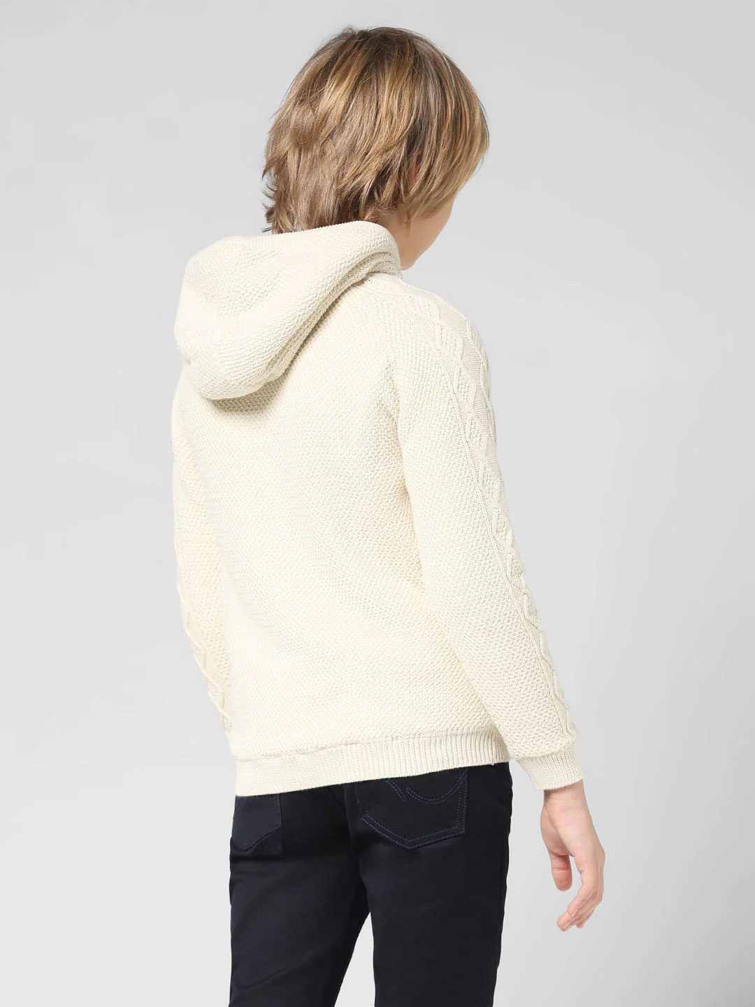 JUNIOR BOYS White Hooded Cardigan - Image 3