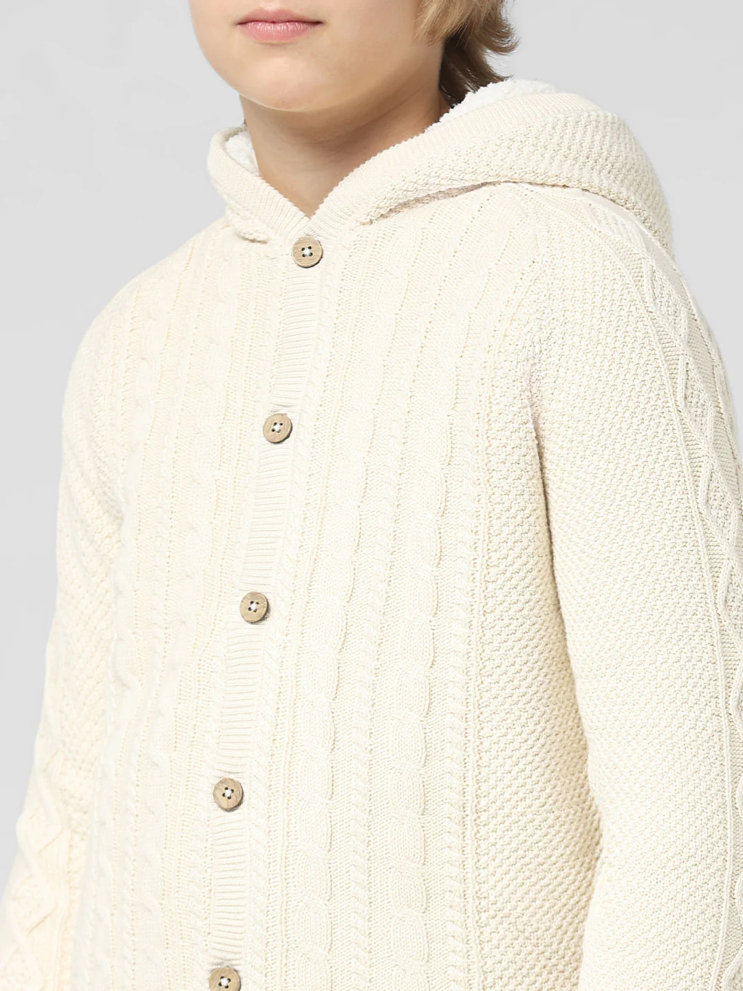 JUNIOR BOYS White Hooded Cardigan - Image 4