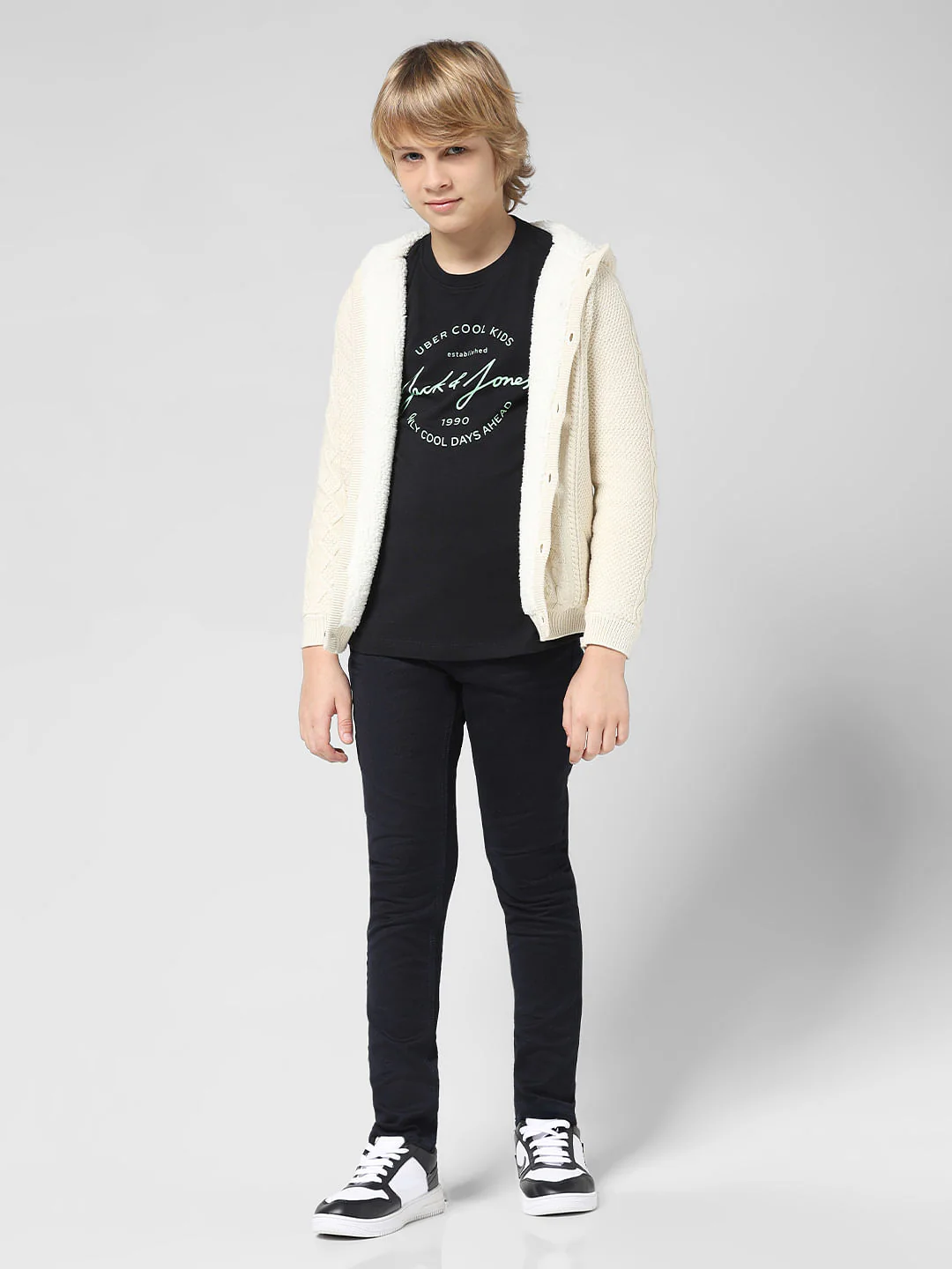JUNIOR BOYS White Hooded Cardigan - Image 5