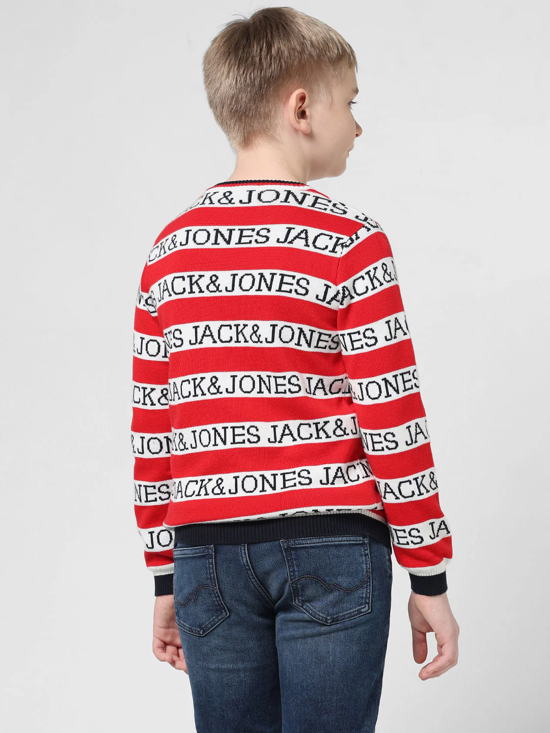 Red Striped Logo Text Pullover - Image 3
