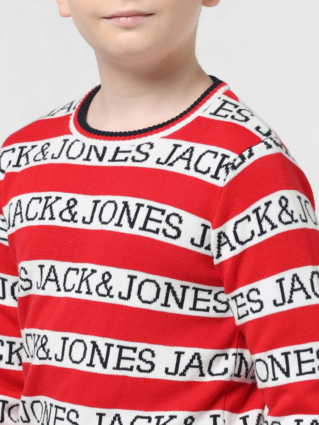 Red Striped Logo Text Pullover - Image 4