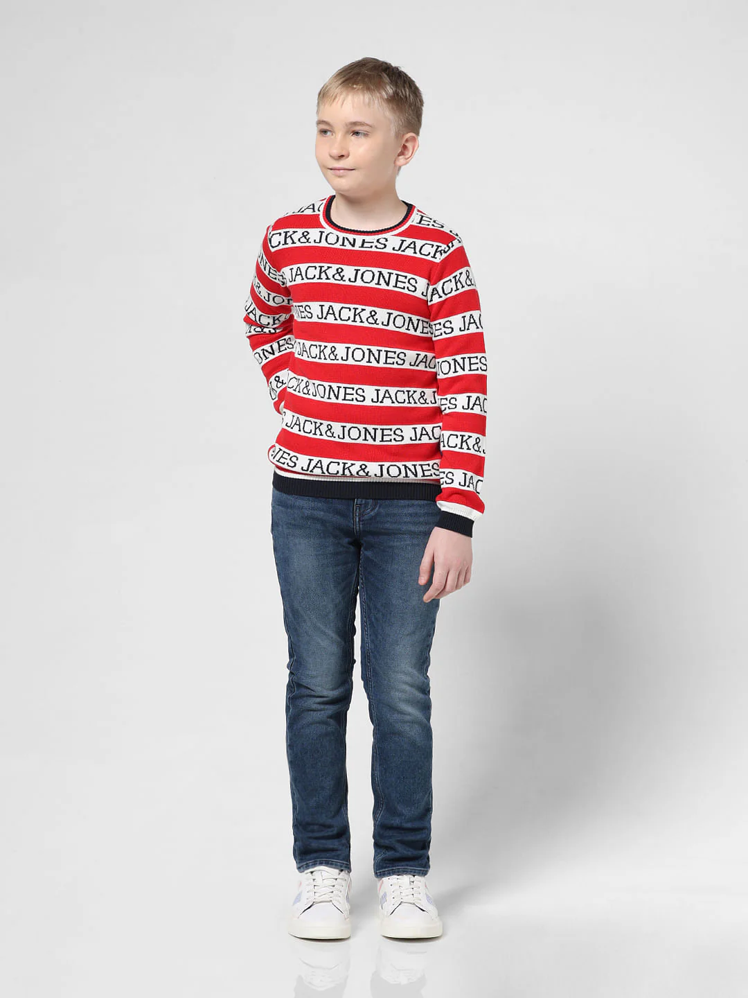 Red Striped Logo Text Pullover - Image 5