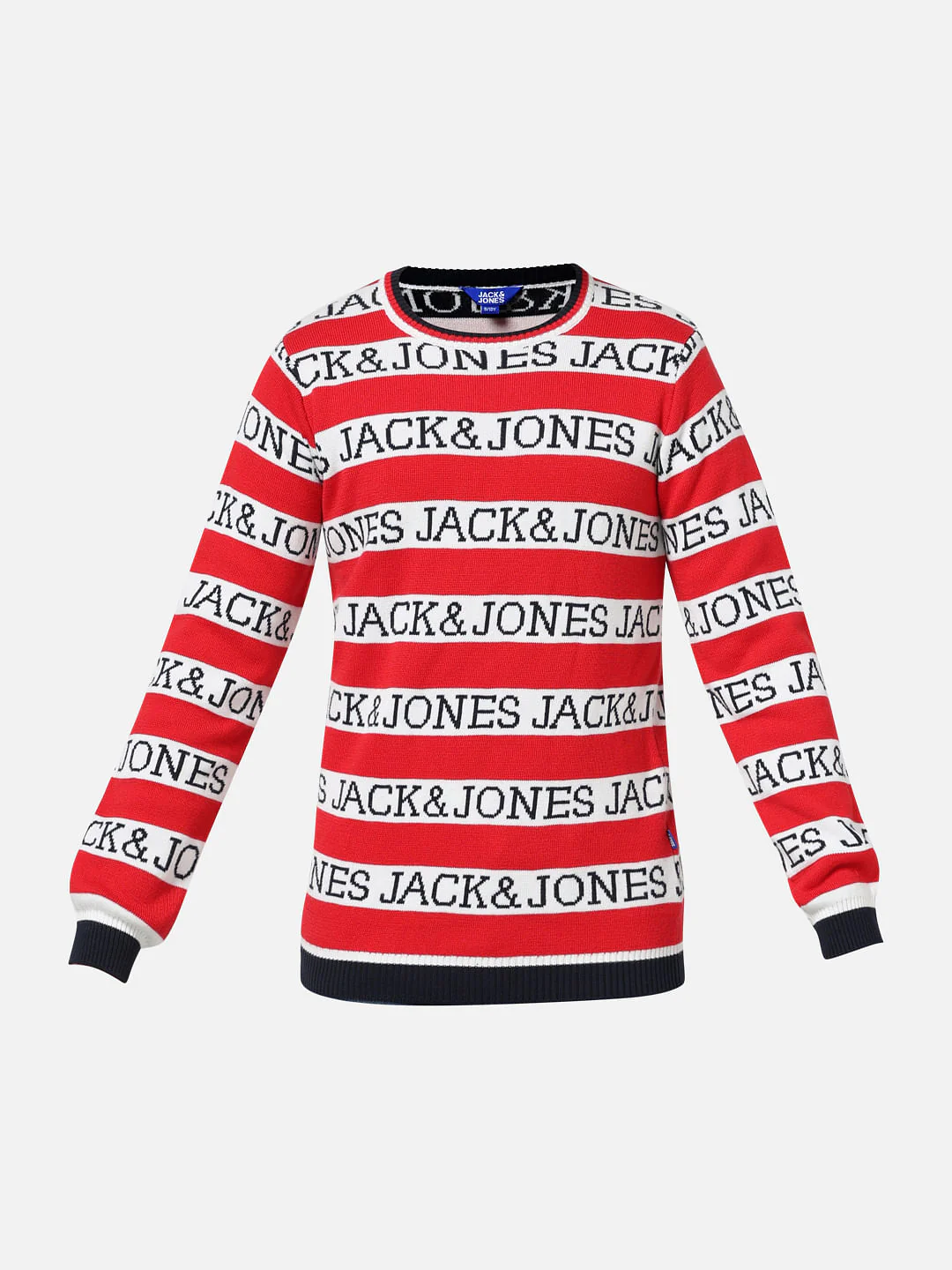 Red Striped Logo Text Pullover - Image 6