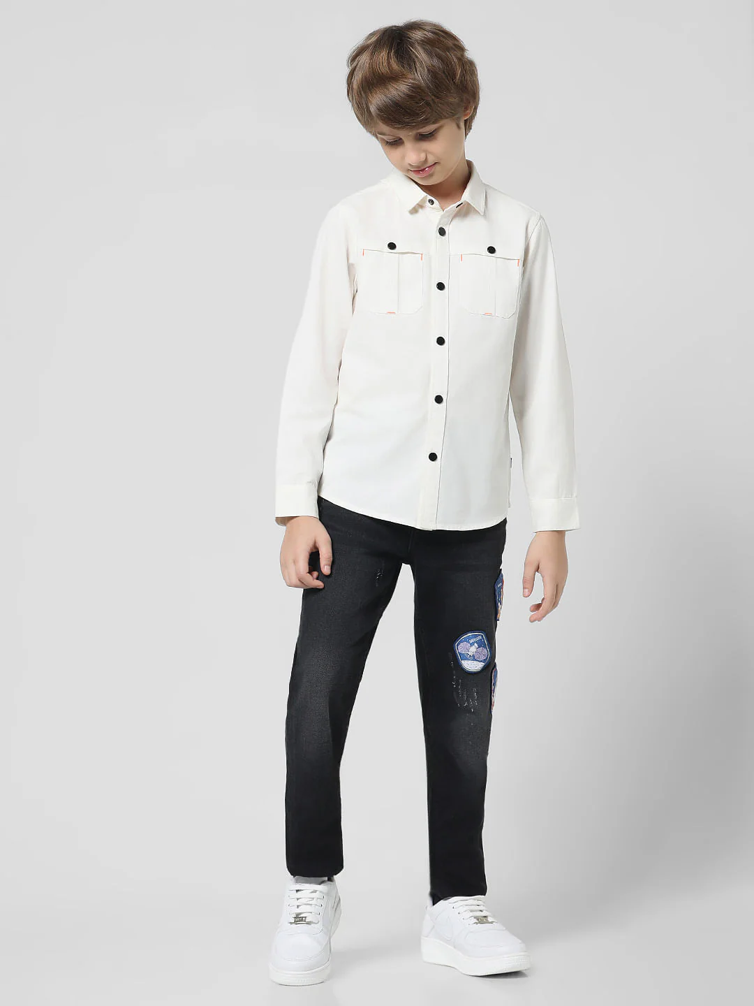 White Cotton Full Sleeves Shirt - Image 5