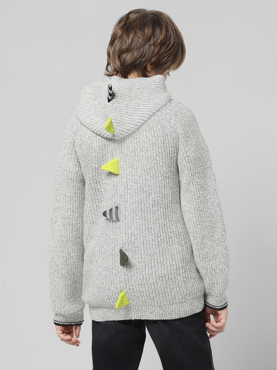 Grey Front-Open Hooded Cardigan - Image 3