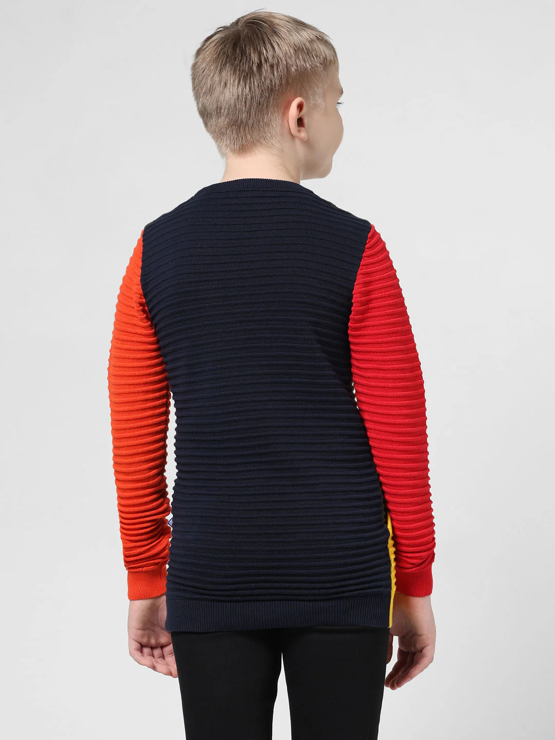 Green Colourblocked Ribbed Pullover - Image 3