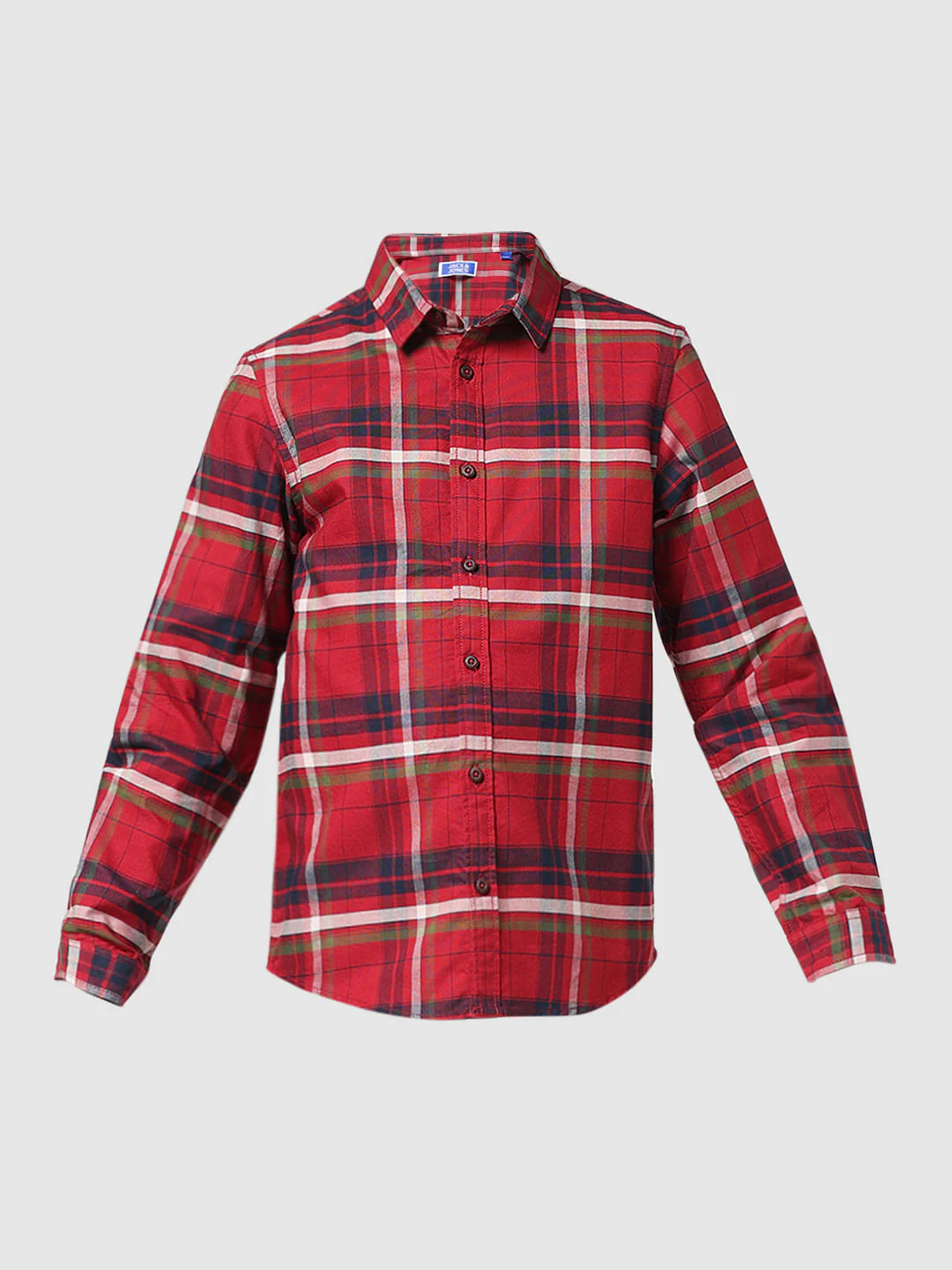 JUNIOR BOYS Red Check Full Sleeves Shirt - Image 6