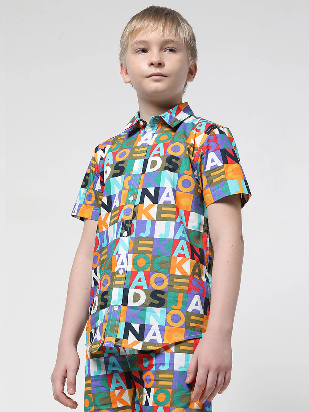 Boys Blue Logo Print Co-ord Set Shirt