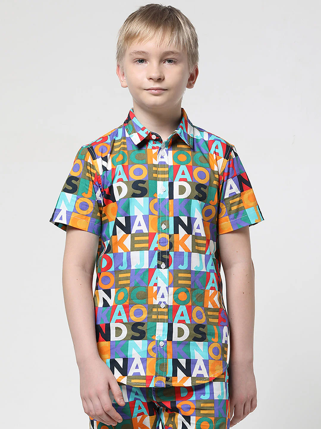 Boys Blue Logo Print Co-ord Set Shirt - Image 2