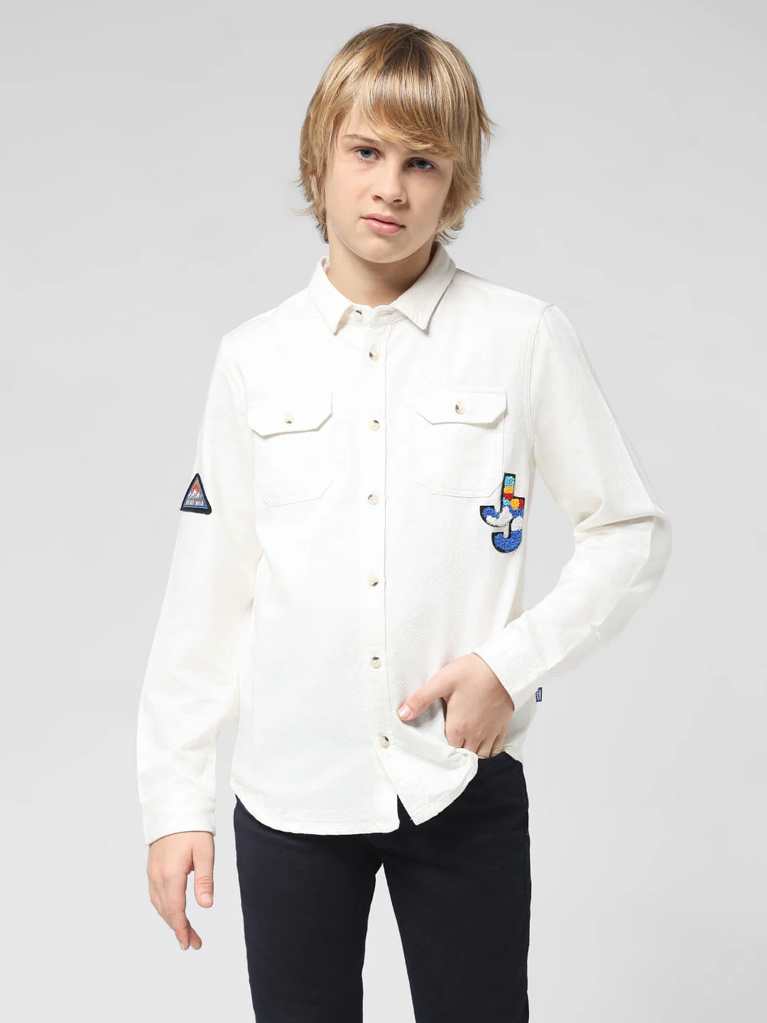JUNIOR BOYS White Full Sleeves Shirt - Image 2