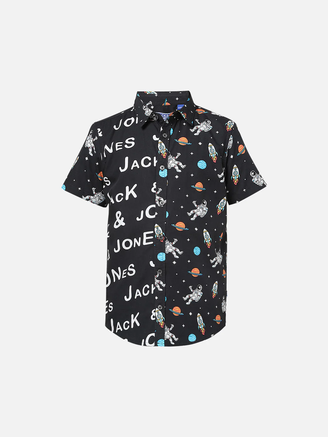 Boys Black Print Block Short Sleeves Shirt - Image 6