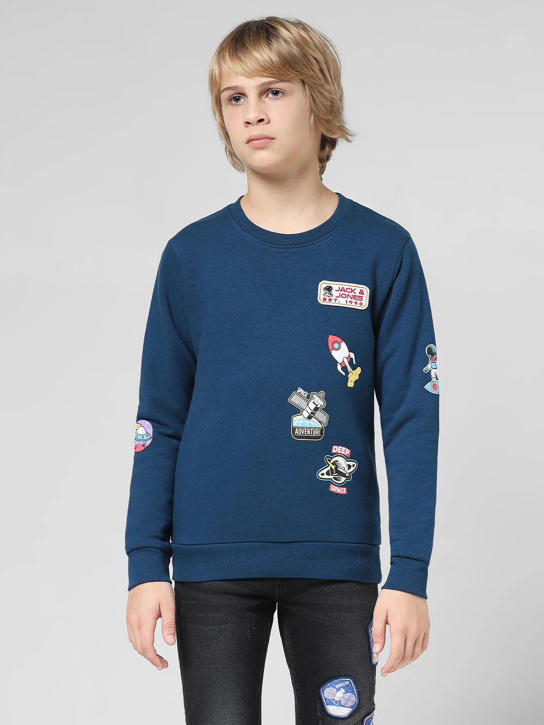 JUNIOR BOYS Blue Planet Print Sweatshirt - Image 2