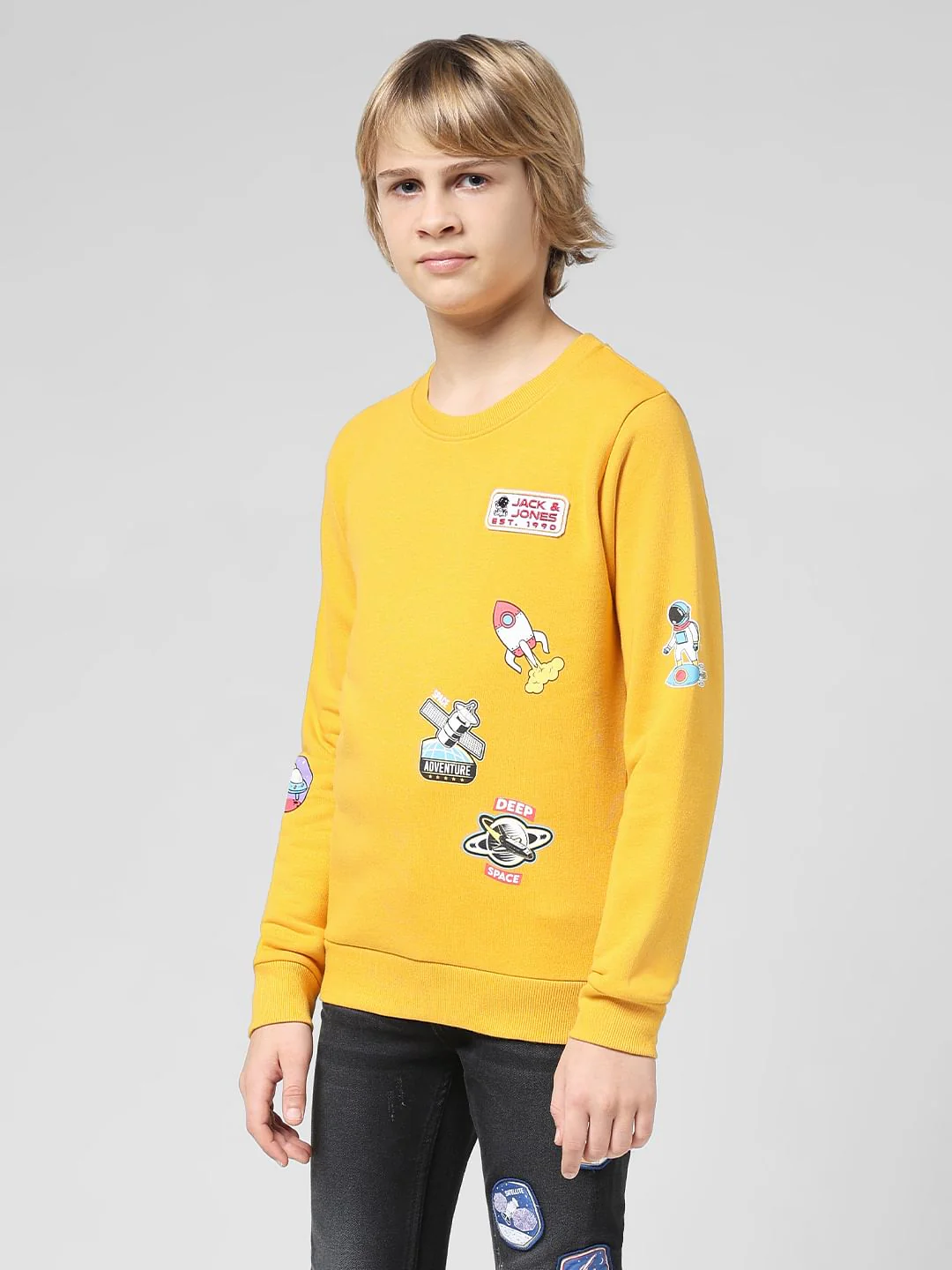 JUNIOR BOYS Yellow Planet Print Sweatshirt - Image 2