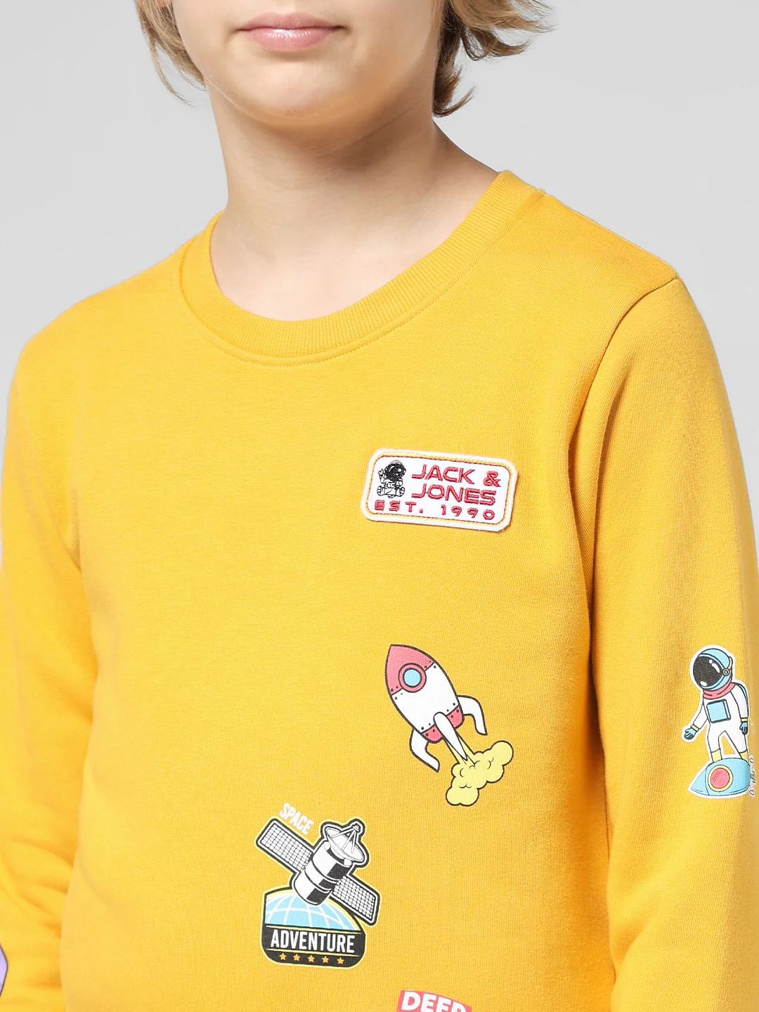 JUNIOR BOYS Yellow Planet Print Sweatshirt - Image 4