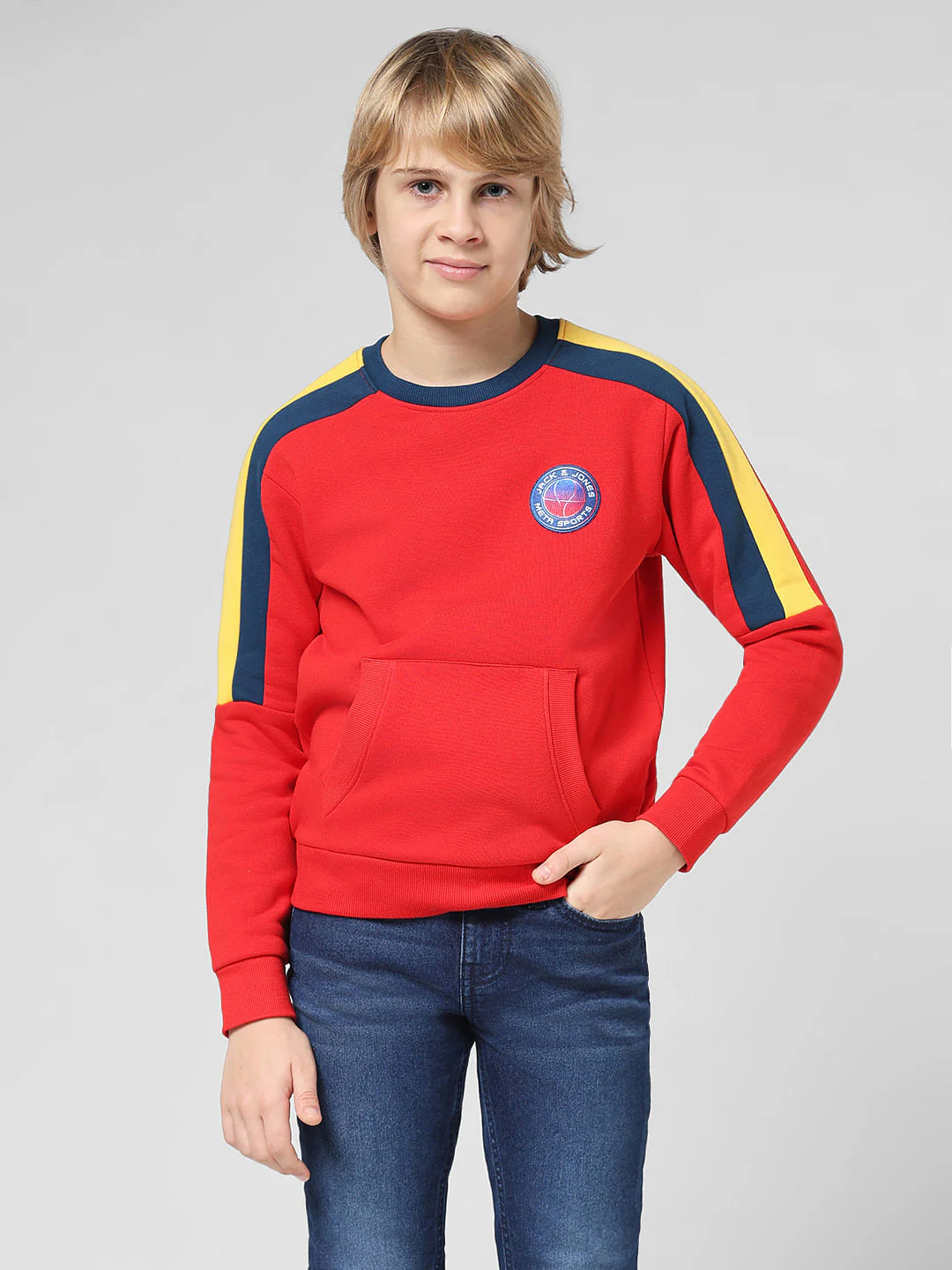 JUNIOR BOYS Red Contrast Tape Detail Sweatshirt - Image 2