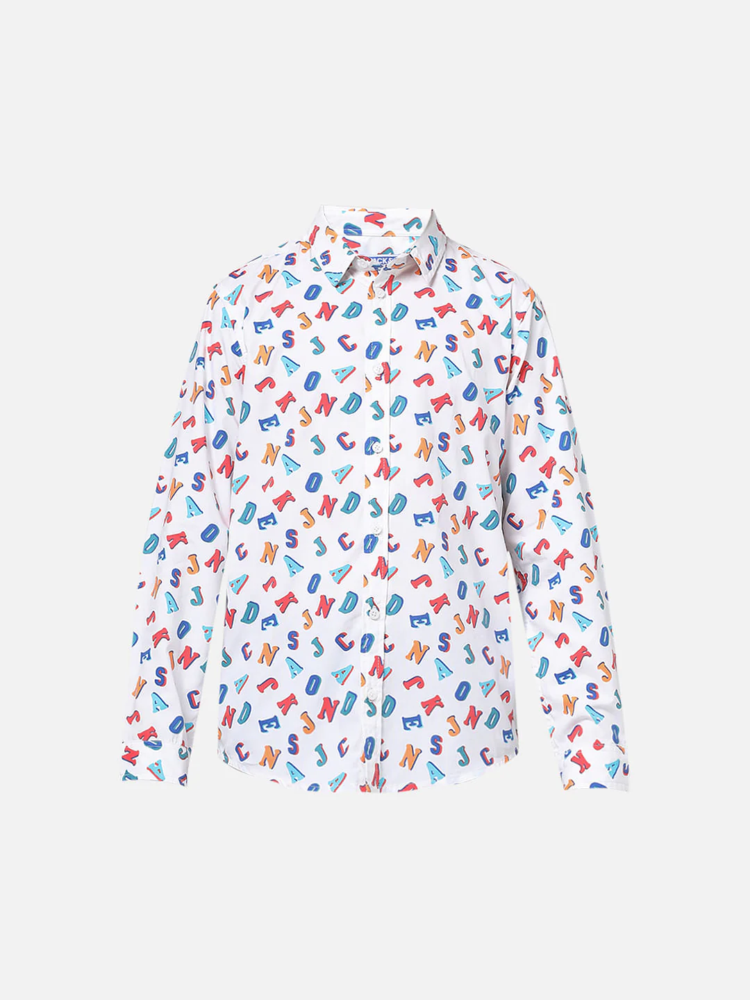 Boys White Logo Print Full Sleeves Shirt - Image 6