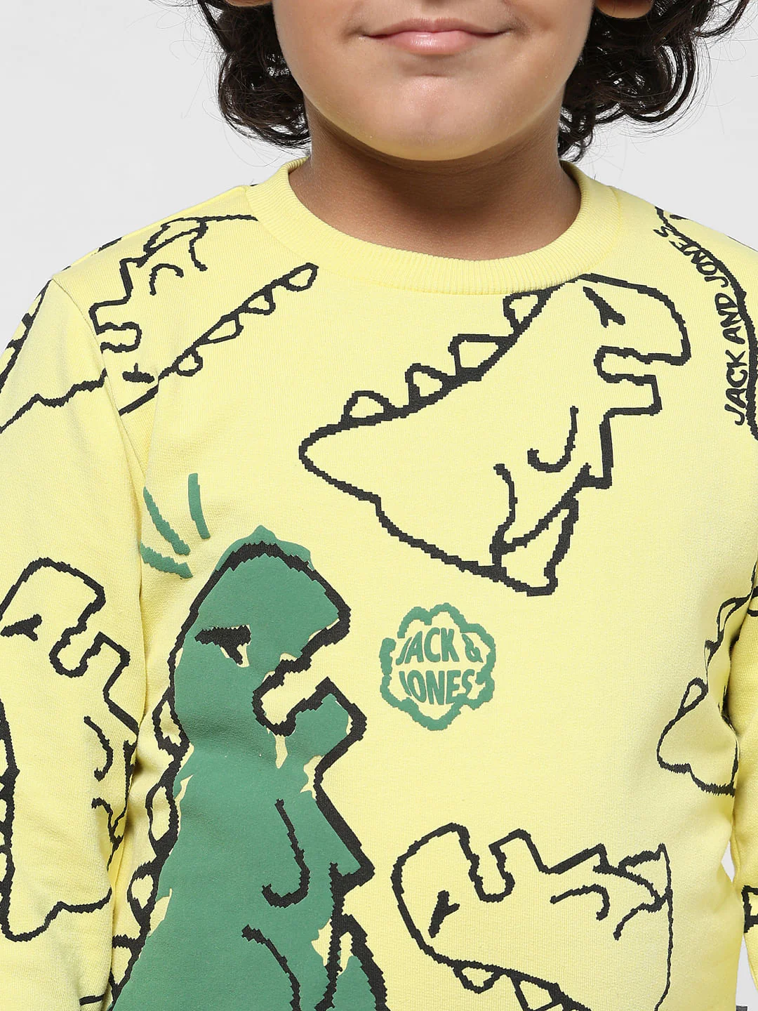 JUNIOR BOYS Yellow Dinosaur Print Sweatshirt - Image 4