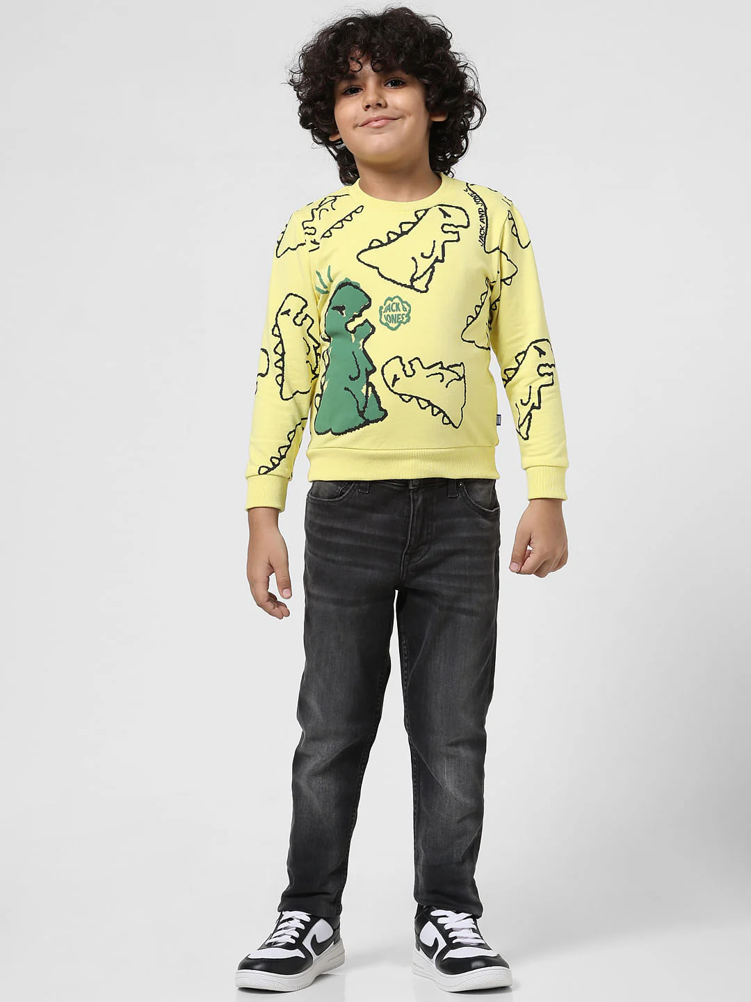 JUNIOR BOYS Yellow Dinosaur Print Sweatshirt - Image 5