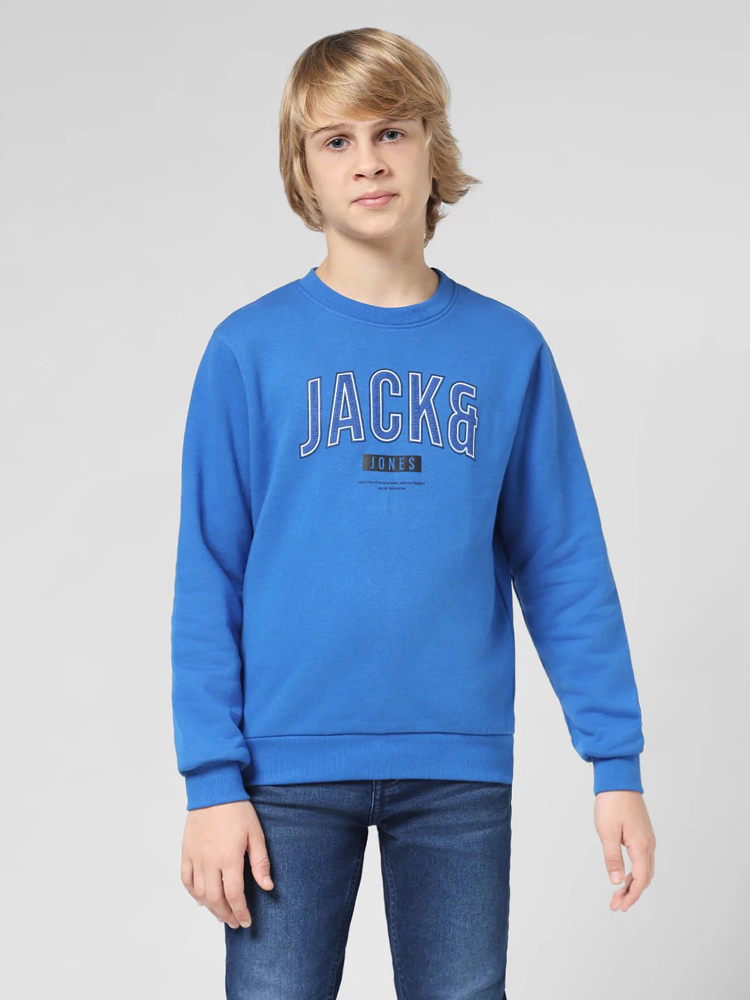 JUNIOR BOYS Blue Logo Print Sweatshirt - Image 2