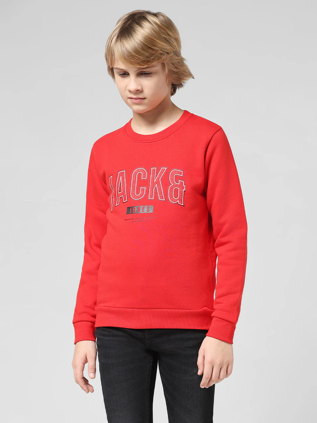 JUNIOR BOYS Red Logo Print Sweatshirt - Image 2