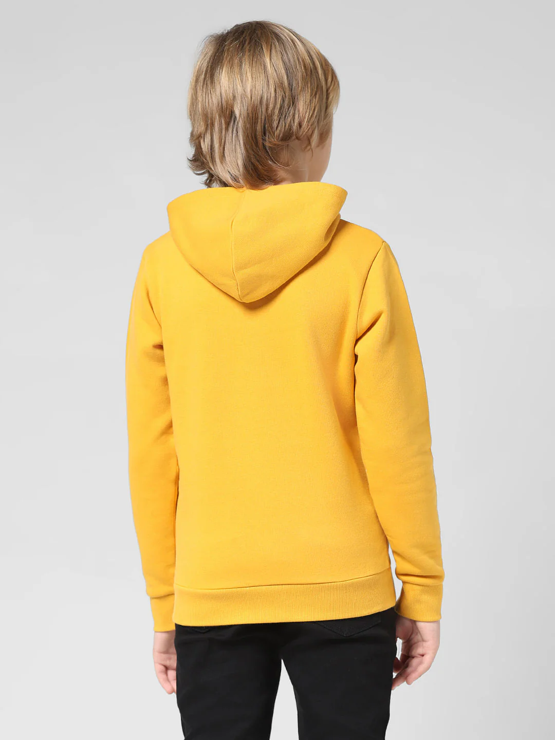 JUNIOR BOYS Yellow Logo Print Hooded Sweatshirt - Image 3