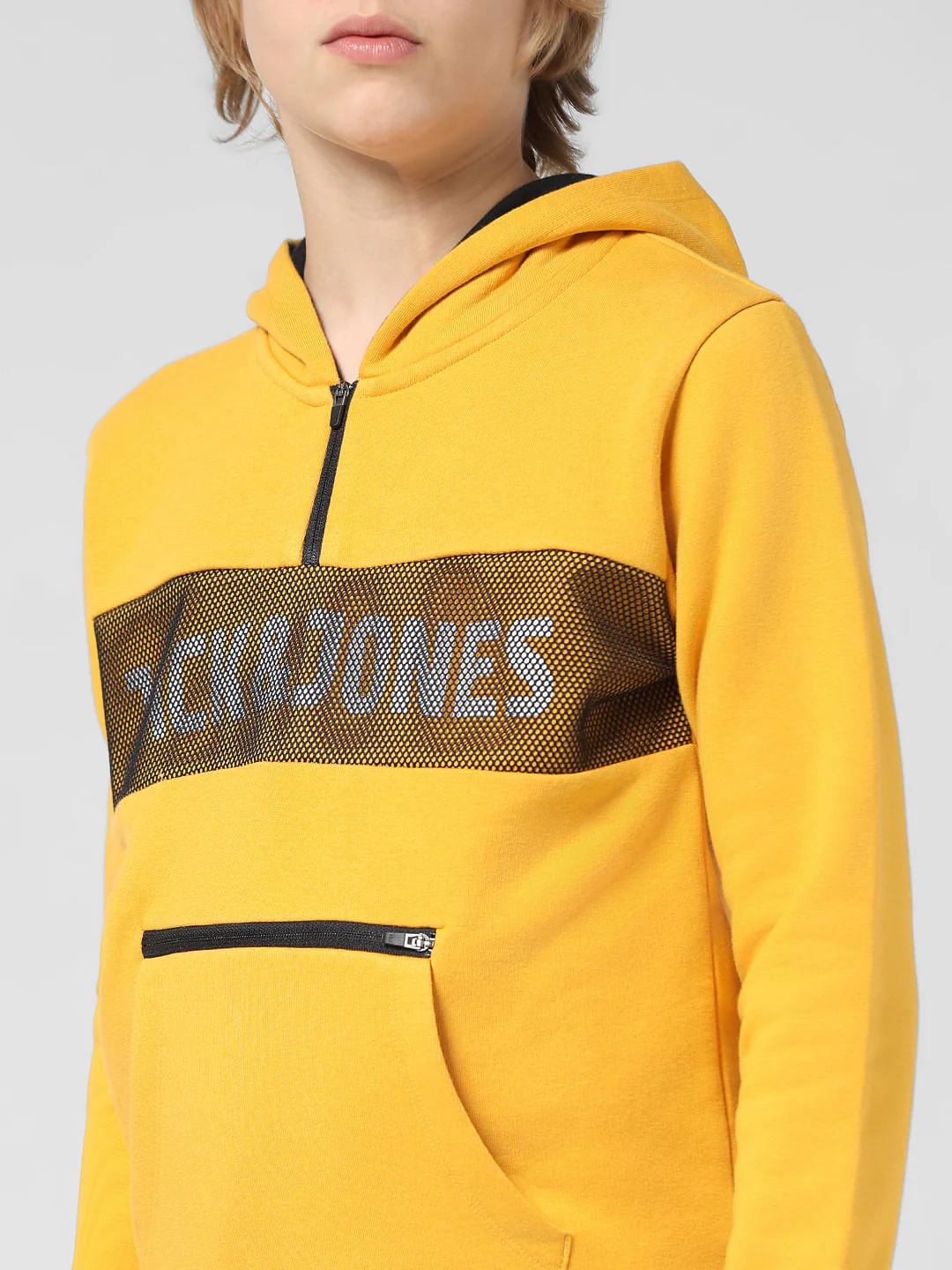 JUNIOR BOYS Yellow Logo Print Hooded Sweatshirt - Image 4