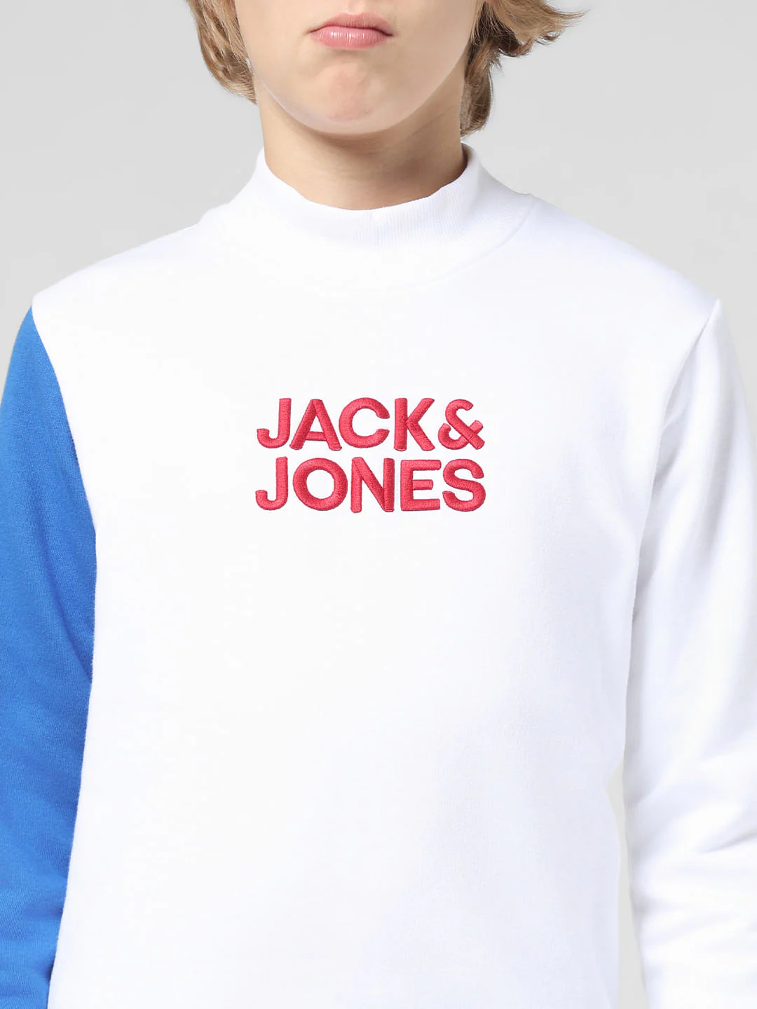 JUNIOR BOYS White Colourblocked Sweatshirt - Image 4