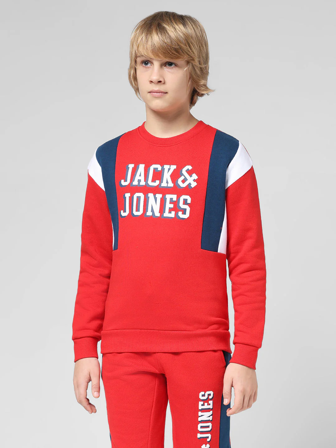 JUNIOR BOYS Red Typographic Print Co-ord Sweatshirt - Image 2