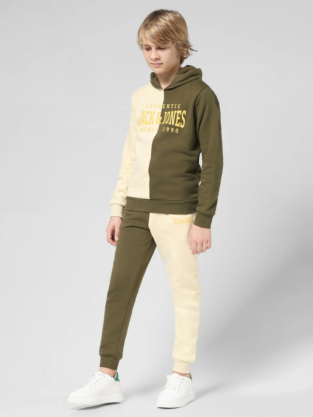 JUNIOR BOYS Green Colourblocked Co-ord Sweatshirt - Image 5