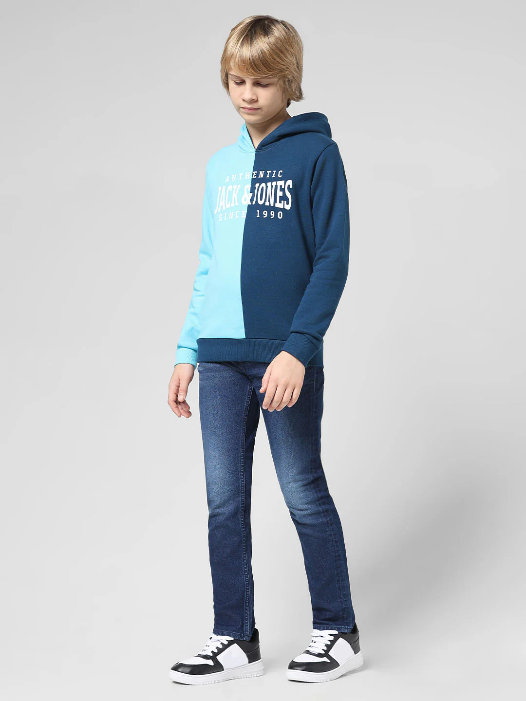 JUNIOR BOYS Blue Colourblocked Co-ord Sweatshirt - Image 5